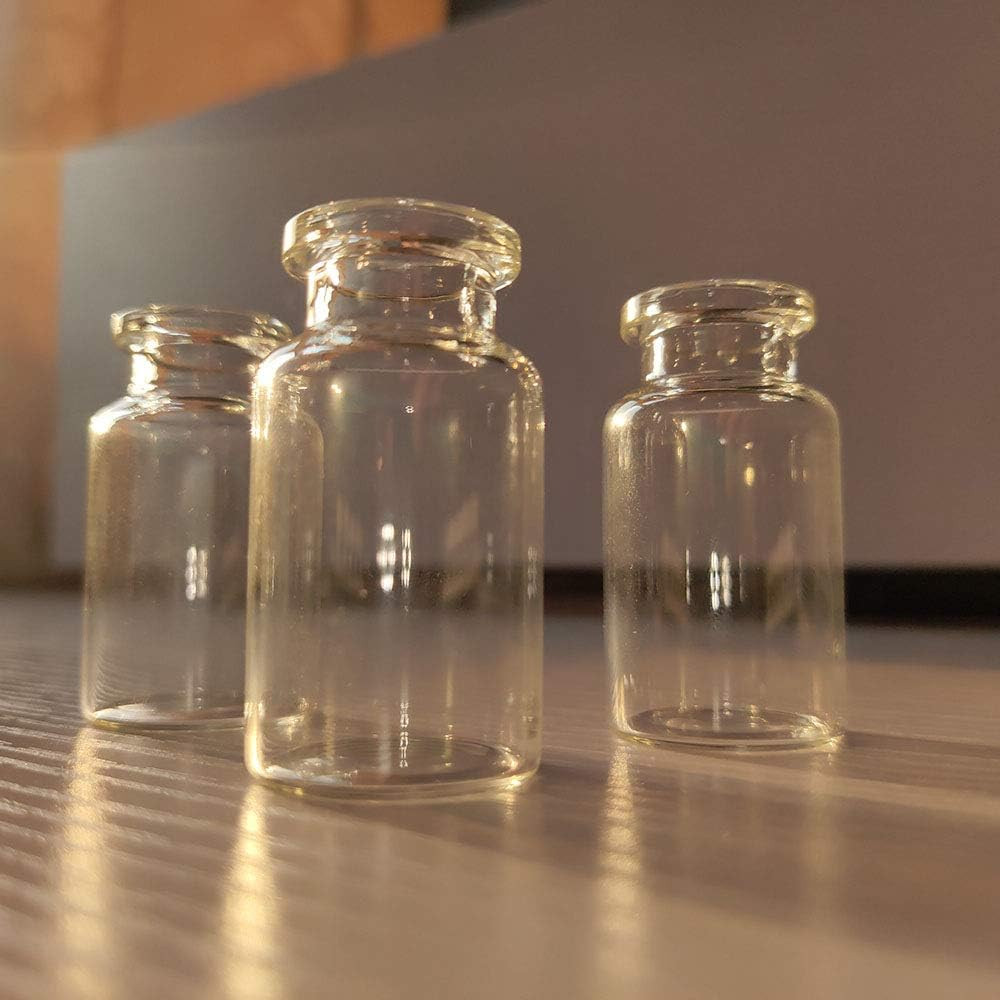100Pcs 10Ml Vials-Glass Clear Bottom Headspace Vial with Plastic-Aluminum Flip o