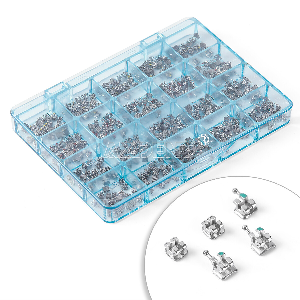 AZDENT Dental Orthodontic MIM Monoblock Brackets Brace MBT/Roth Hooks Mini 345