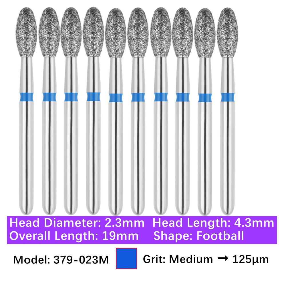 10/pk Vakker Dental Egg FG Diamond Burs 379-023M Medium Grit for High Speed