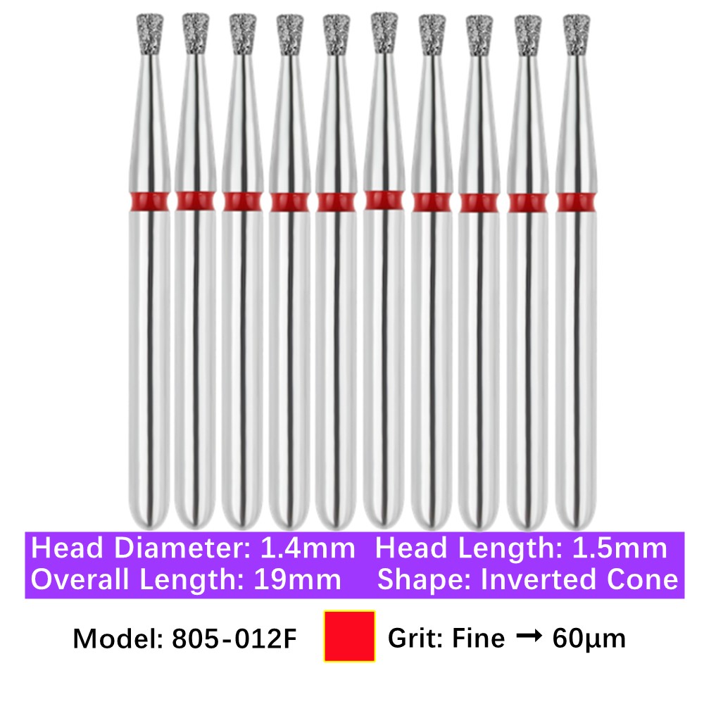 Vakker Dental Inverted Cone FG Diamond Bur 805-012F Fine Grit 10/pk