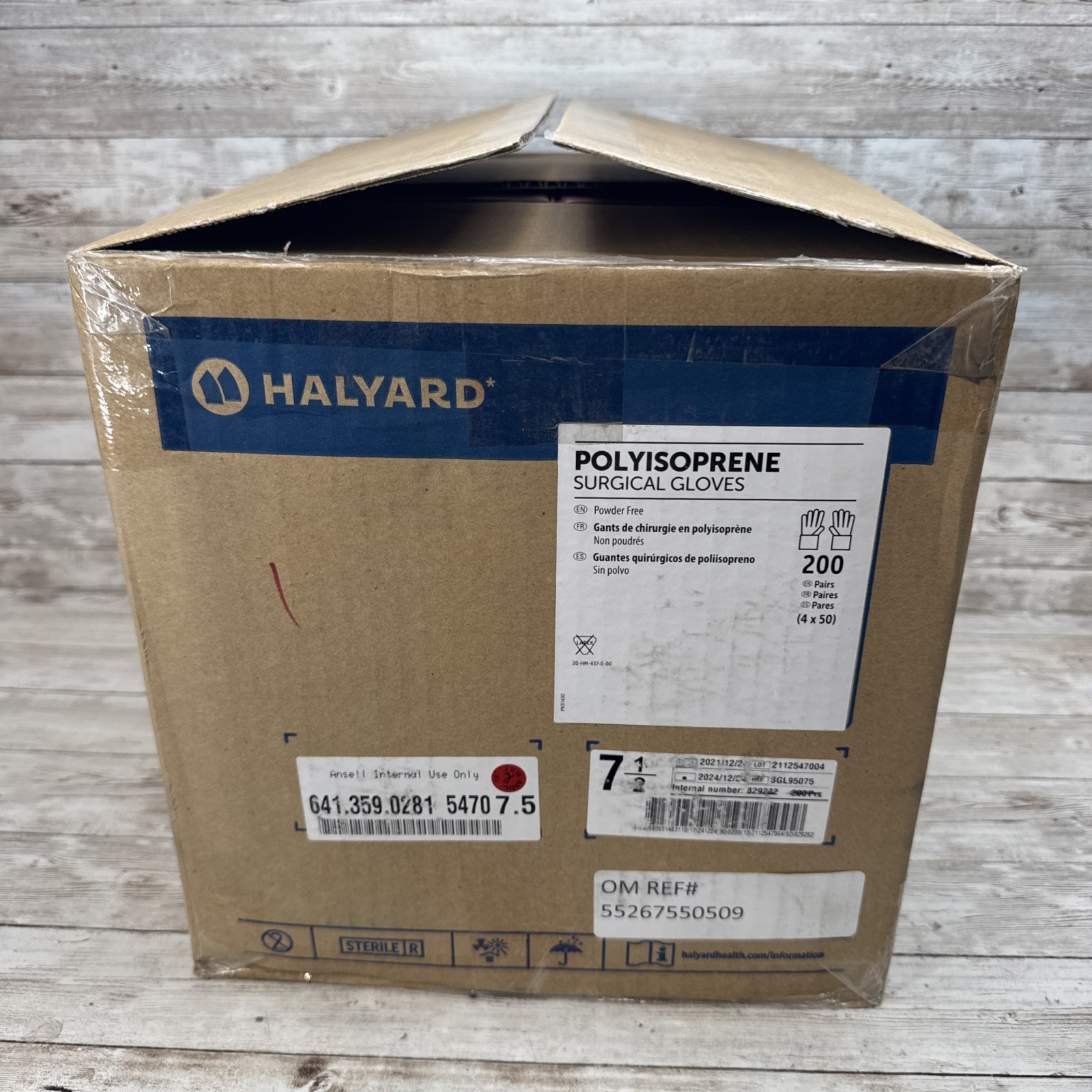 HALYARD Polyisoprene Surgical Gloves Size: 7.5 *1 Case 200 Pair* *See Date*12-24