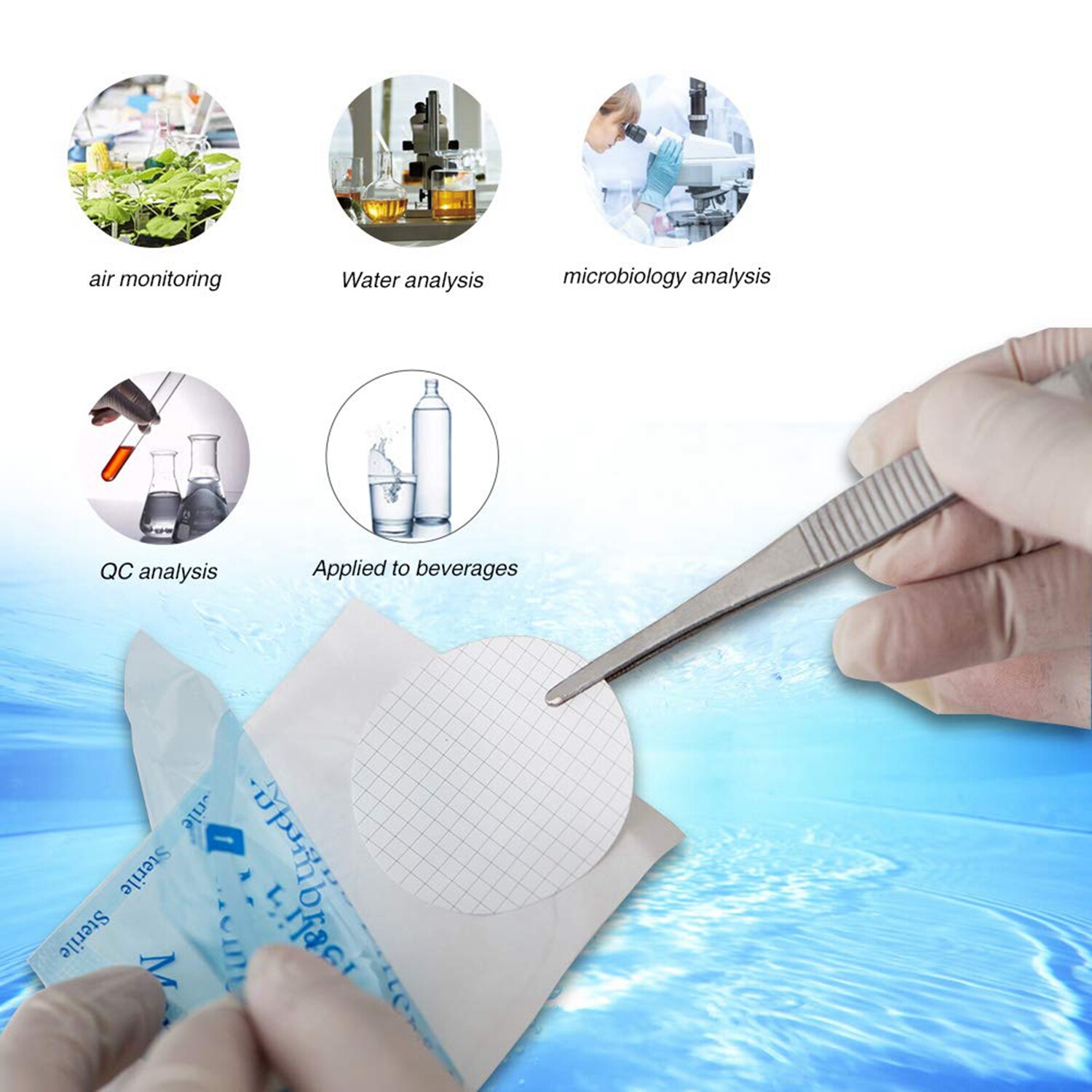 10000PCS 0.45µm/47mm Sterile LAB Membrane Filter Gridded MCE Individually Packed