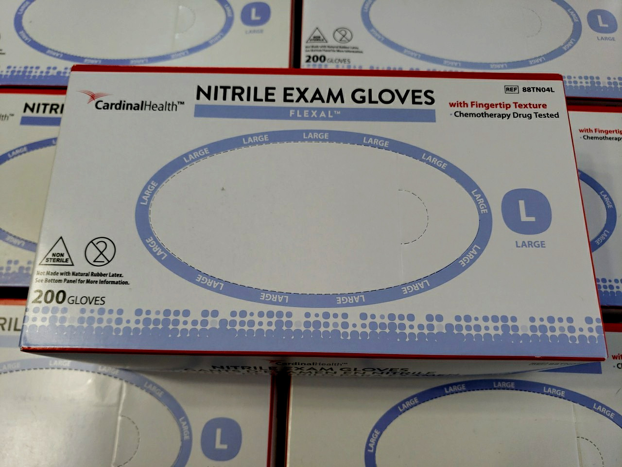 2000 Count Case Cardinal Health Flexal Nitrile Exam Gloves Large Exp 2028/29