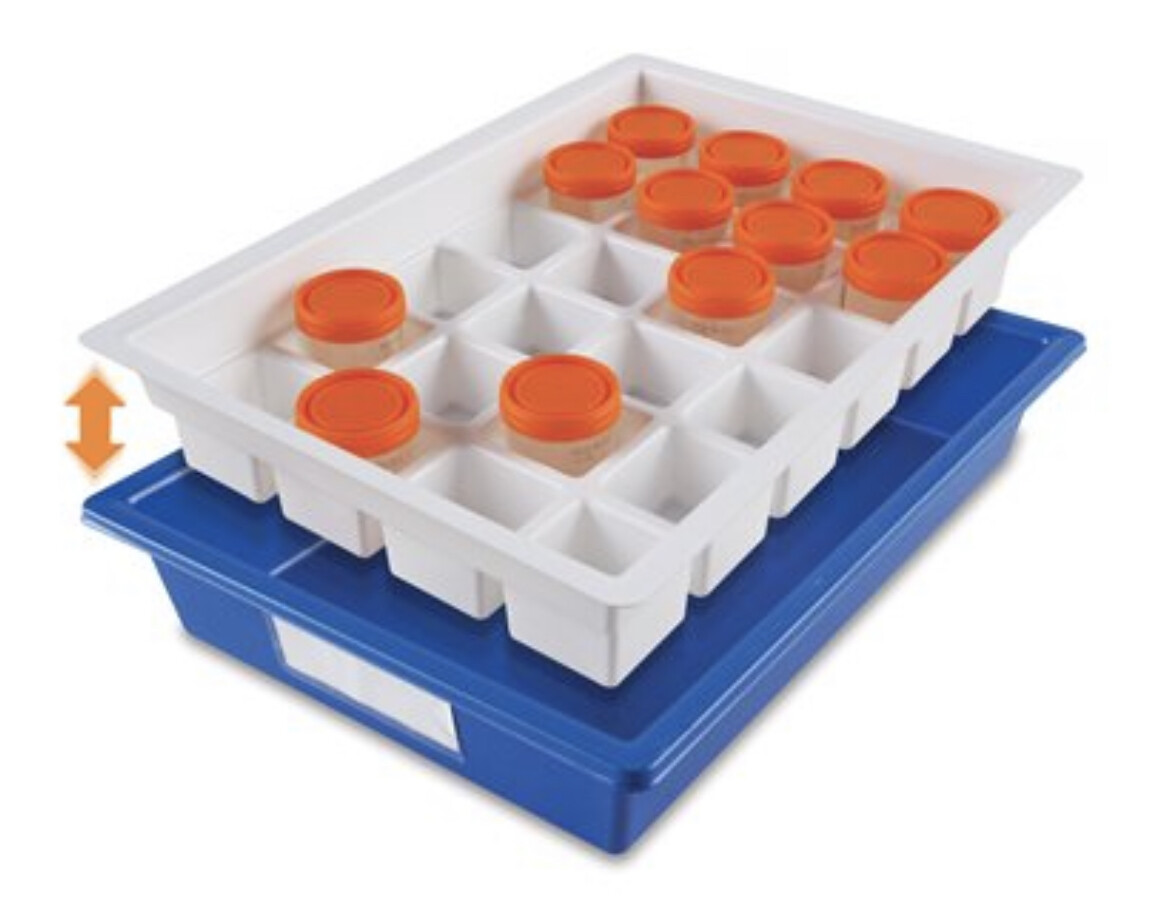 Urine Sample Storage / Collection Tray, Polystyrene, Blue/White – 1/EA