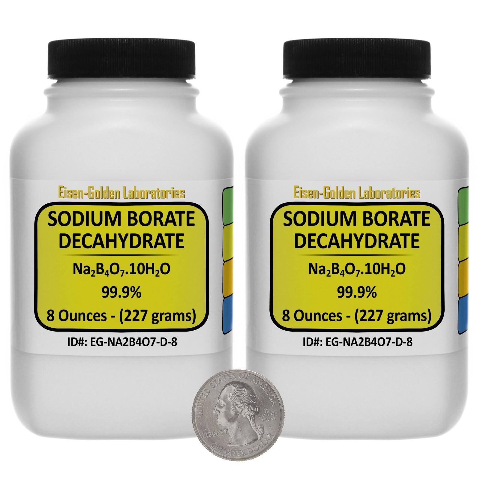 Sodium Borate Decahydrate [Na2B4O7.10H2O] 99.9% ACS Grade 1 Lb in Two Bottles