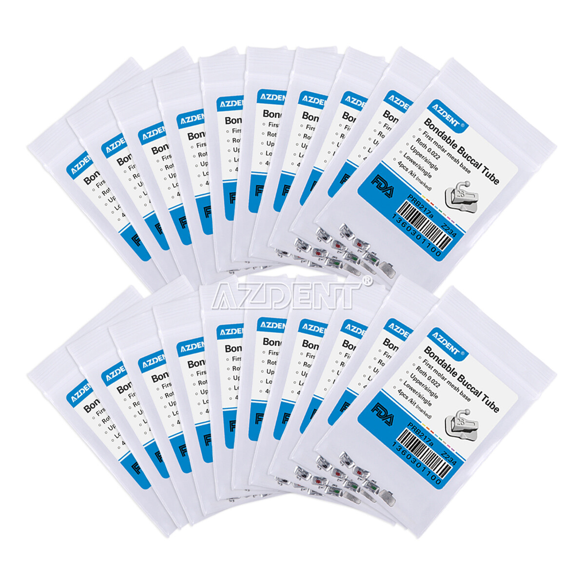 AZDENT Dental Orthodontic Bondable Buccal Tube 1st Molar MBT/Roth.022 Non-Conv