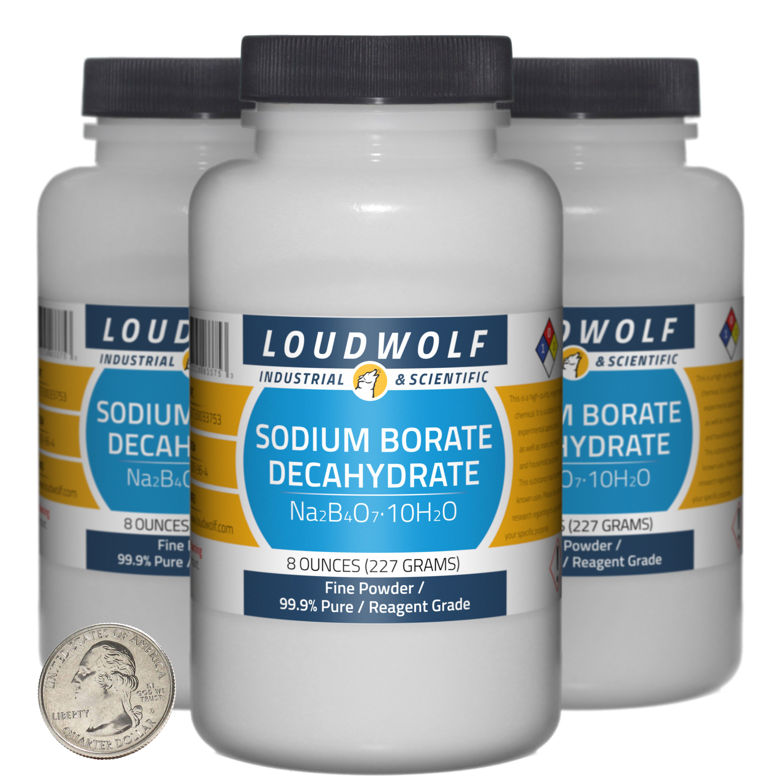 Sodium Borate Decahydrate / 1.5 Lbs / 3 Bottles / 99.9% Reagent Grade