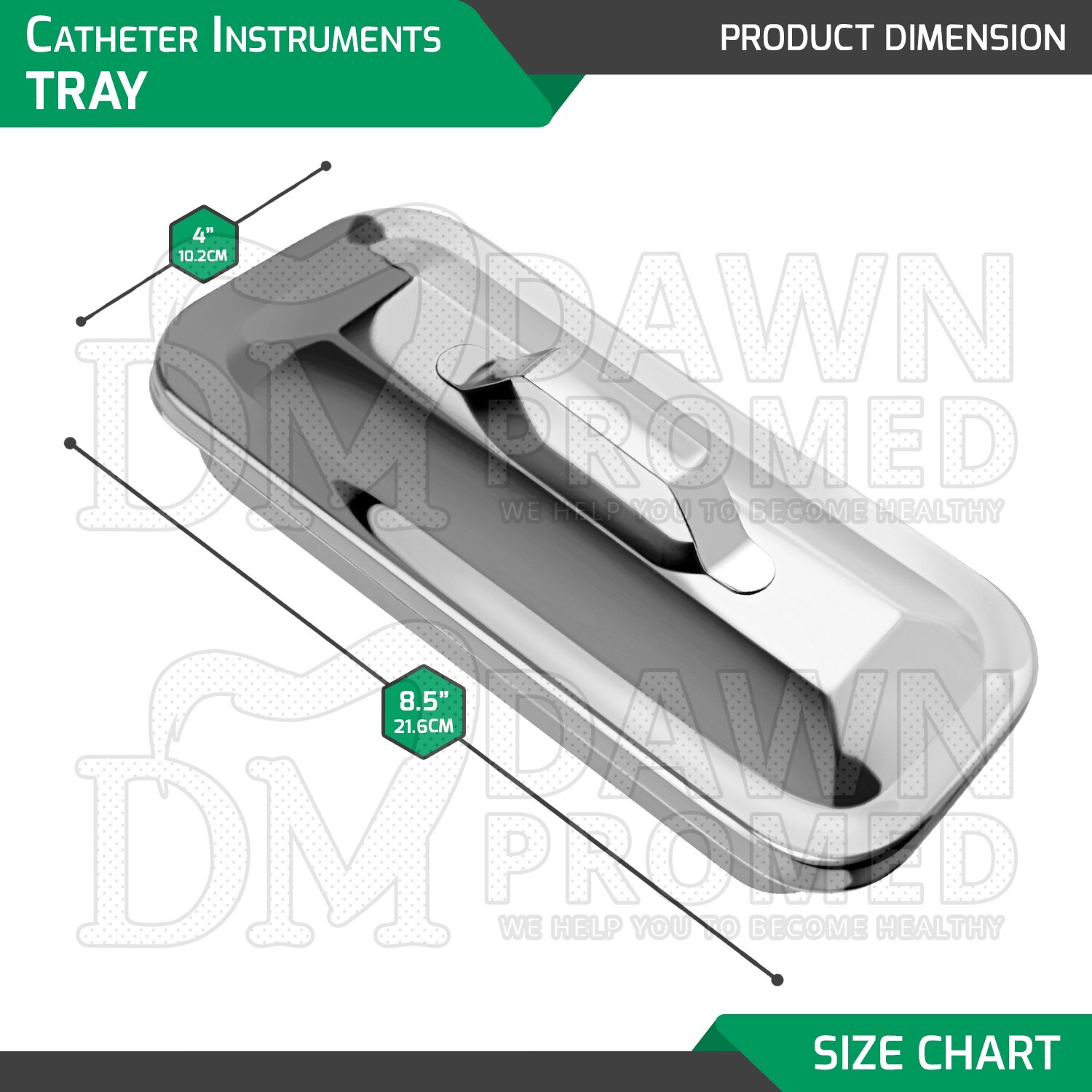 Catheter Tray 8.5″x4″x2″ Lid Cover With Handle Surgical Dental Instruments