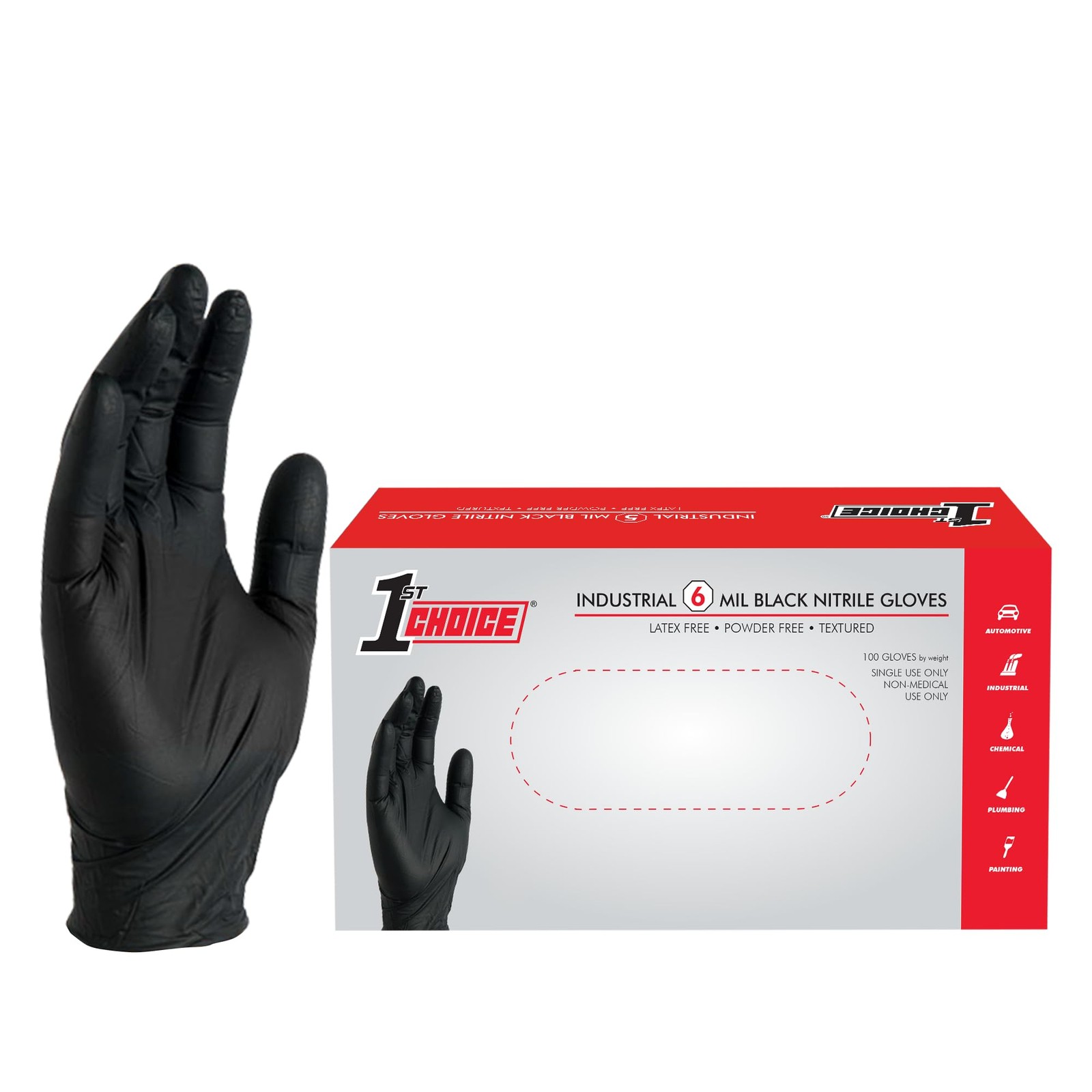 Large Pack Of 100 Black Nitrile Disposable Gloves Latex Free Food Safe Punctu…