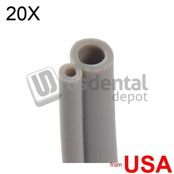 20X LOT of 2-Hole Borden Hose tubing for Handpiece GRAY per foot # T-1786 421046