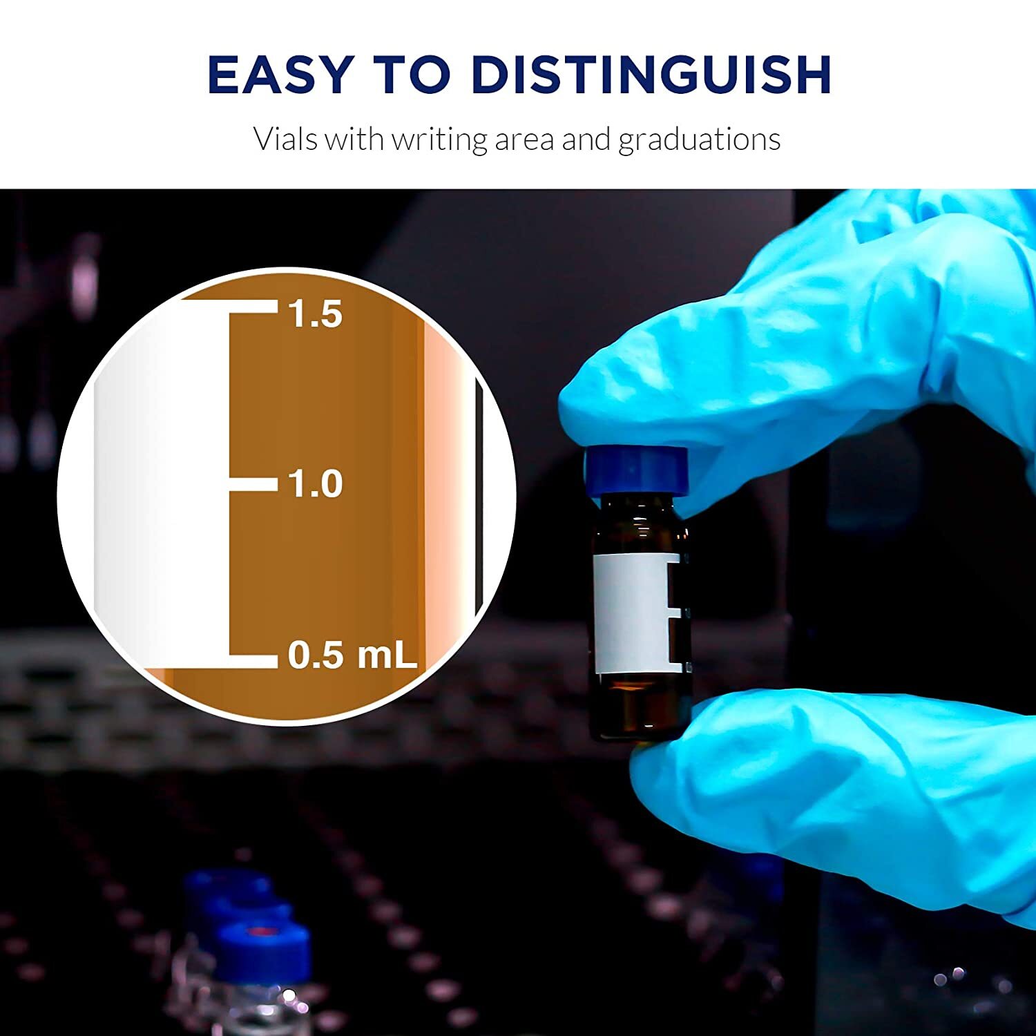 Simpure 600pcs Autosampler HPLC Amber 2mL Vials 9-425 Screw Caps with Write Area