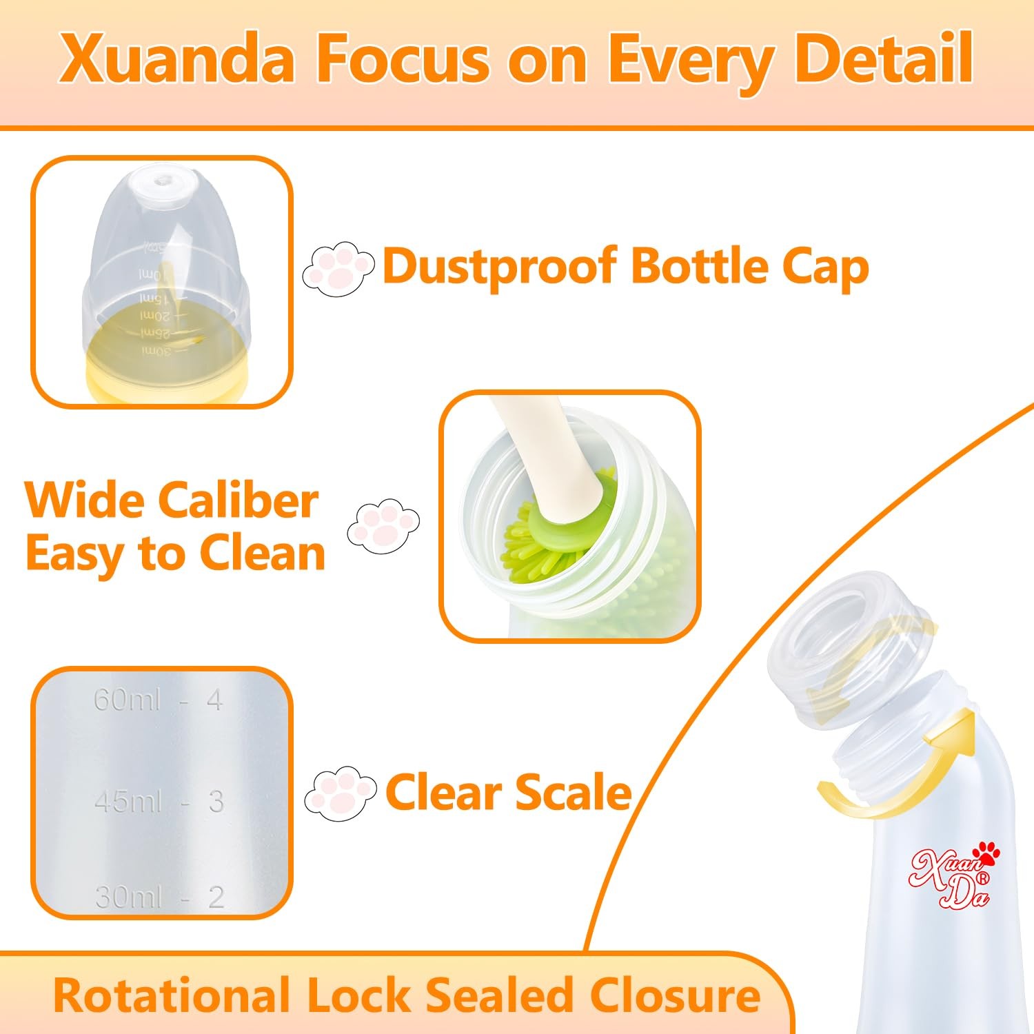 Xuanda Pet Feeding Bottle,3 Pack Wide Mouth Angled 1 Count (Pack of 3), white