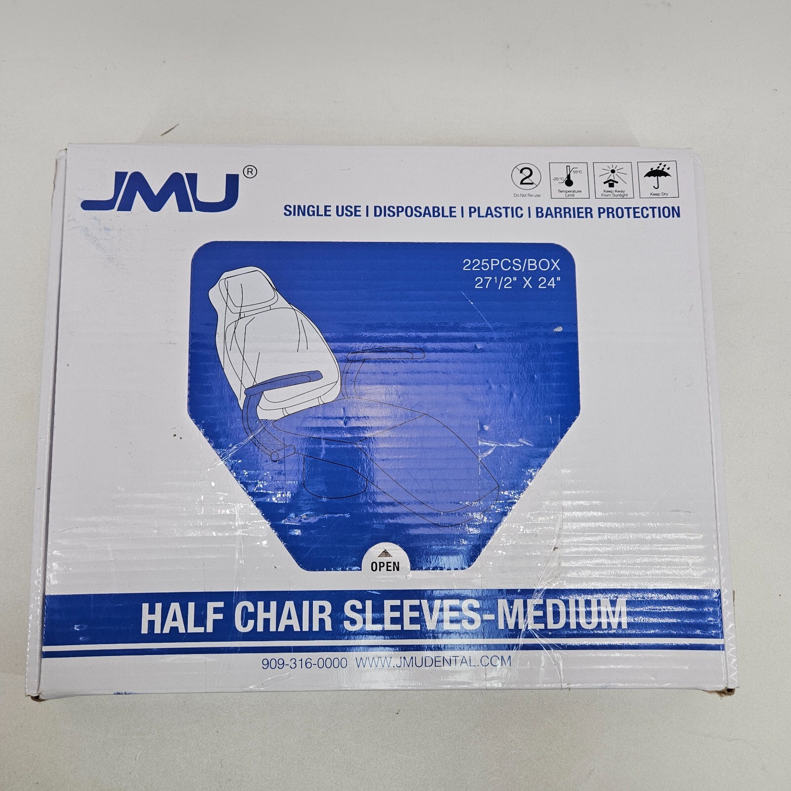 225 JMU Dental Half Chair Cover Sleeves Size 27.5″x 24″Medium Disposable Plastic