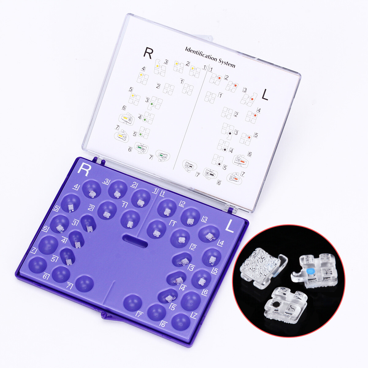 Dental Orthodontic Sapphire Bracket Buccal Tubes Mini Roth/MBT.022 Hooks 3-4-5