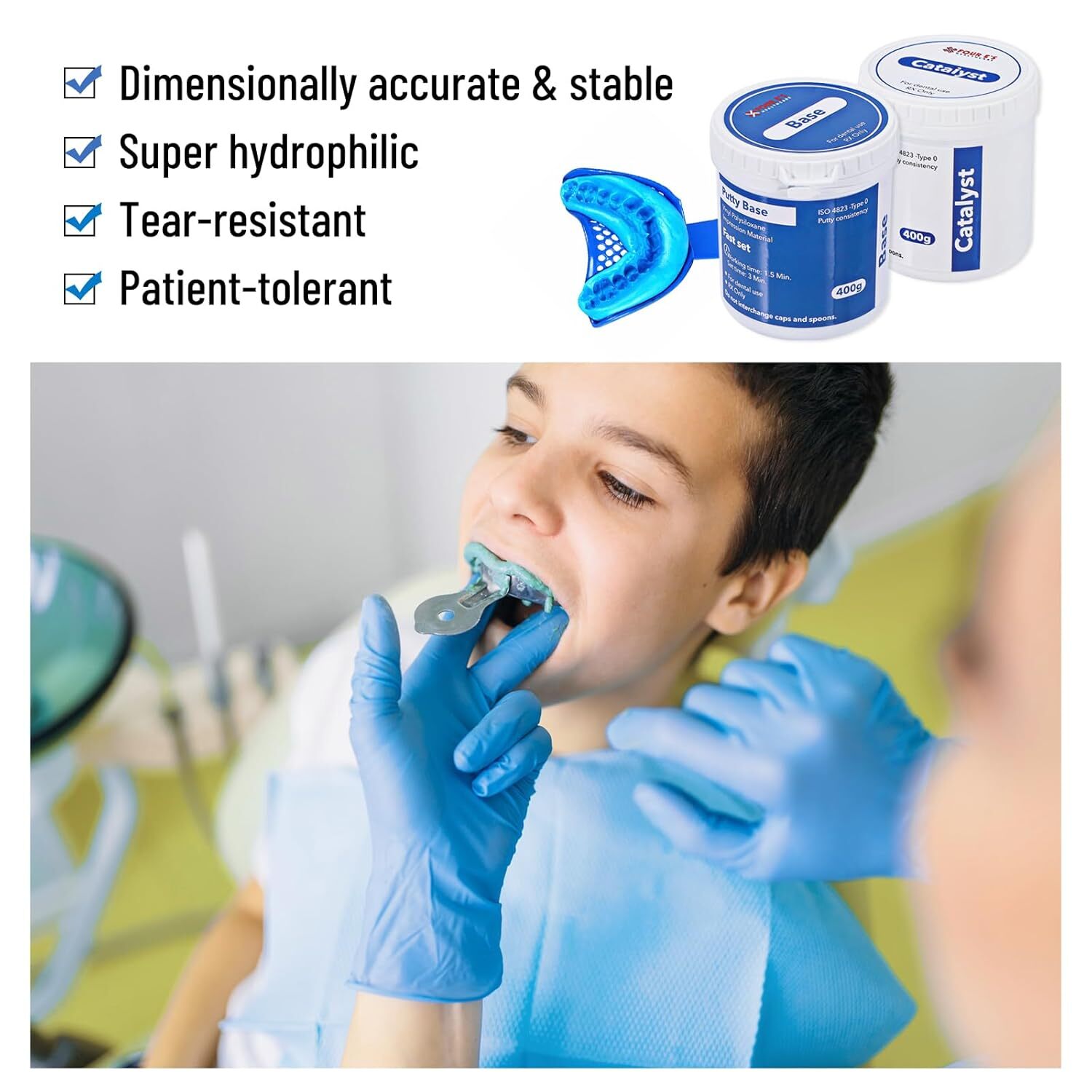10Pack Dental Impression Putty Fast Set 800g VPS Putty(400g Base&400g Catalyst)