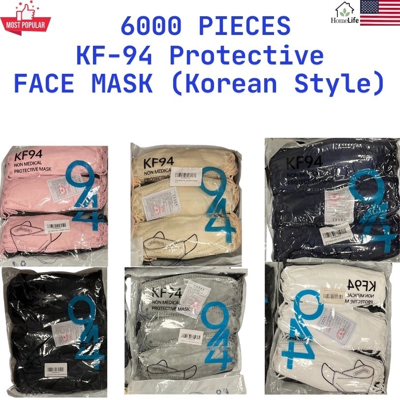 6000 PCs Mixed Colors KF94 Disposable Face Mask 4 Layer Wholesale Lot – NEW SEAL