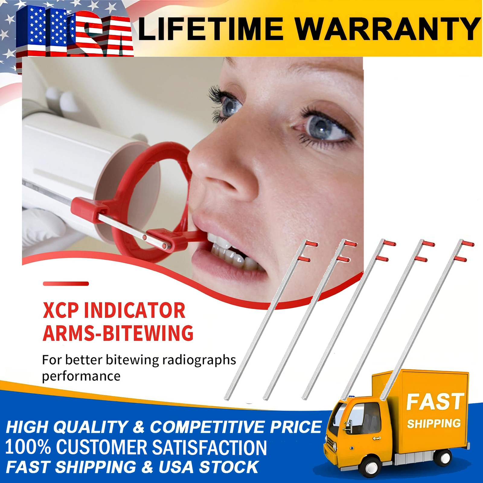 5Pcs Bitewing X-ray Aiming Arm – Color Coded Rinn XCP Style Red Positioning Arm