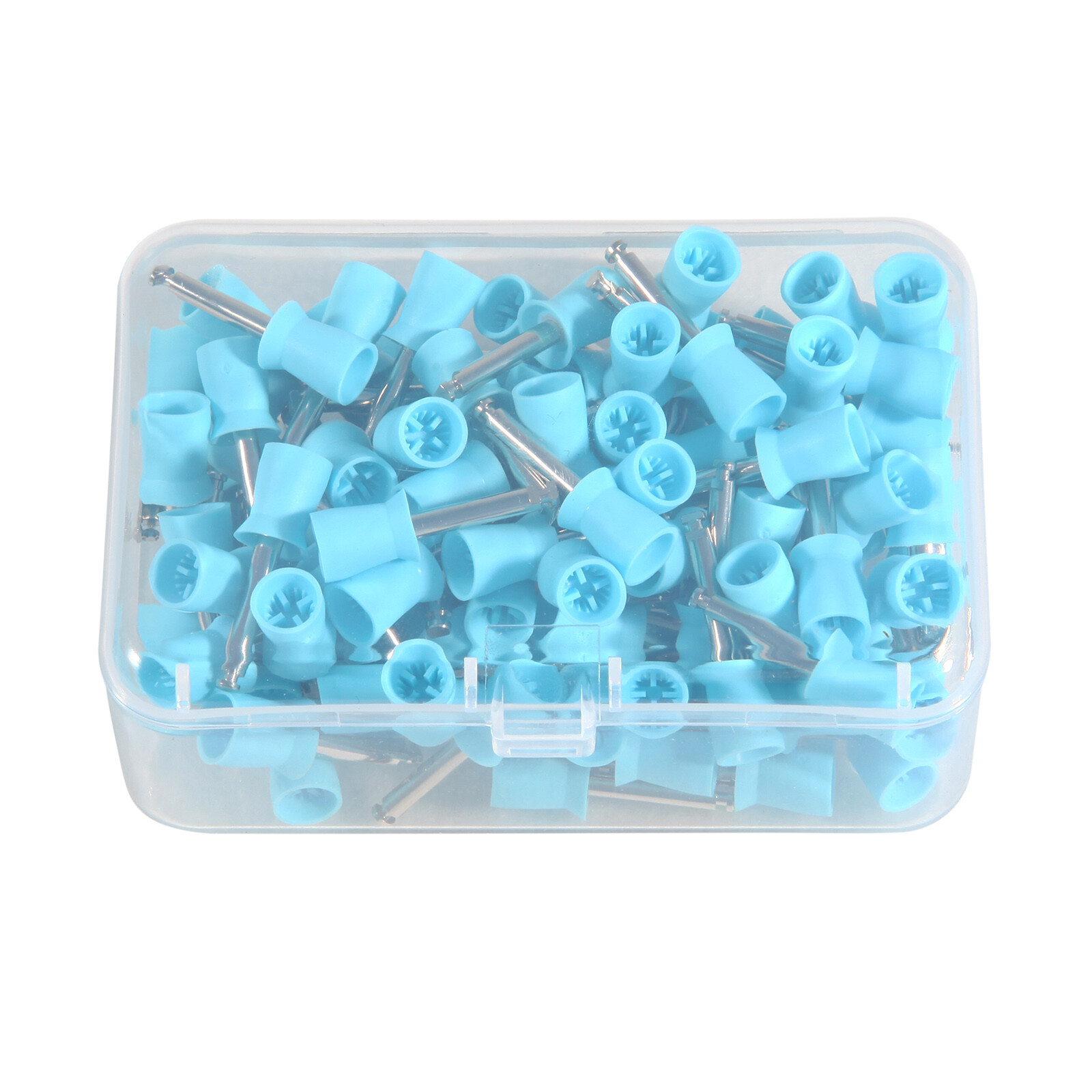 100 pieces Dental Prophy Cup Rubber Polish Polishing Tooth Latch Type Blue sx
