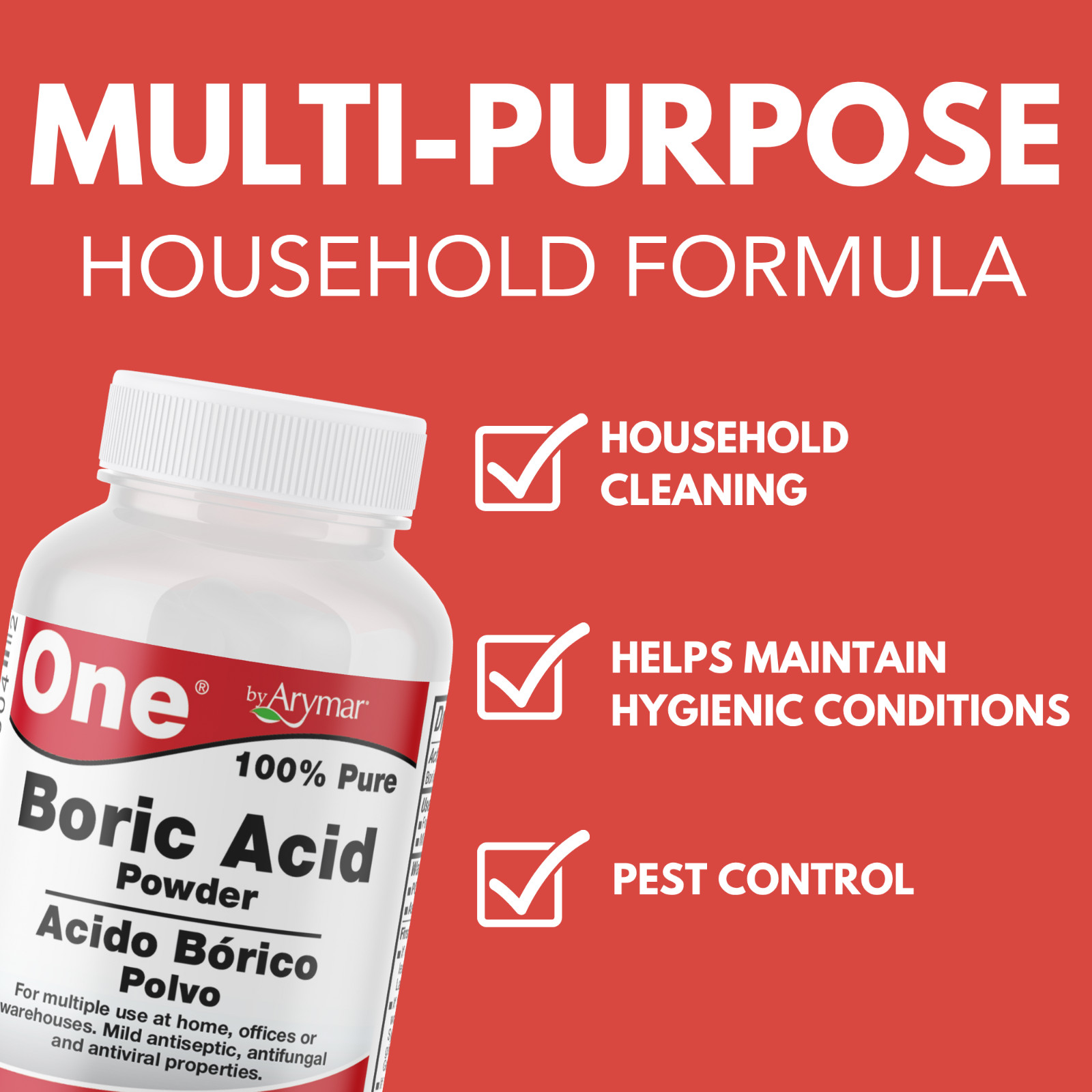 Arymar Multi-Use Boric Powder – Eco-Friendly Cleaning Solution, 4oz, 3 PACK