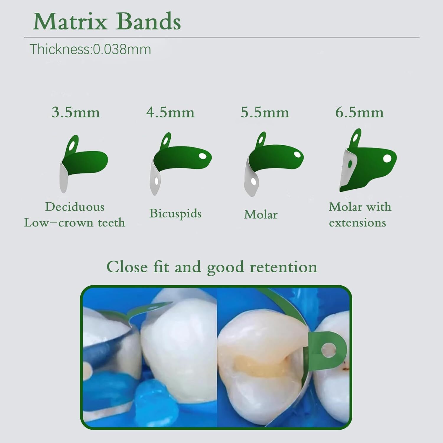 Dental Matrix Bands PTFE Non-Stick Coating Sectional Contoured Metal Matrices US