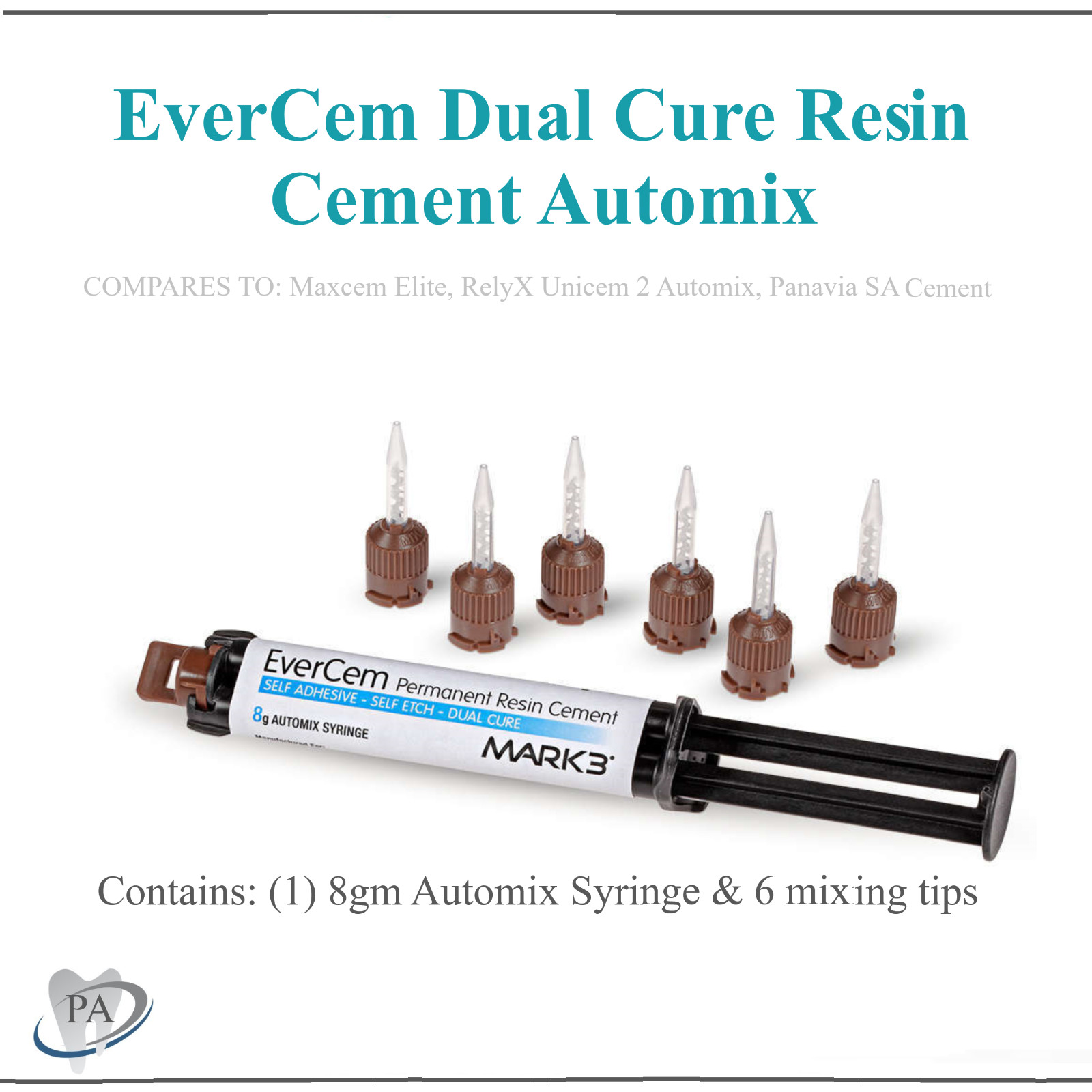 Dental Permanent Resin Cement, Universal Dual Cure Resin Cement for Posts, Metal