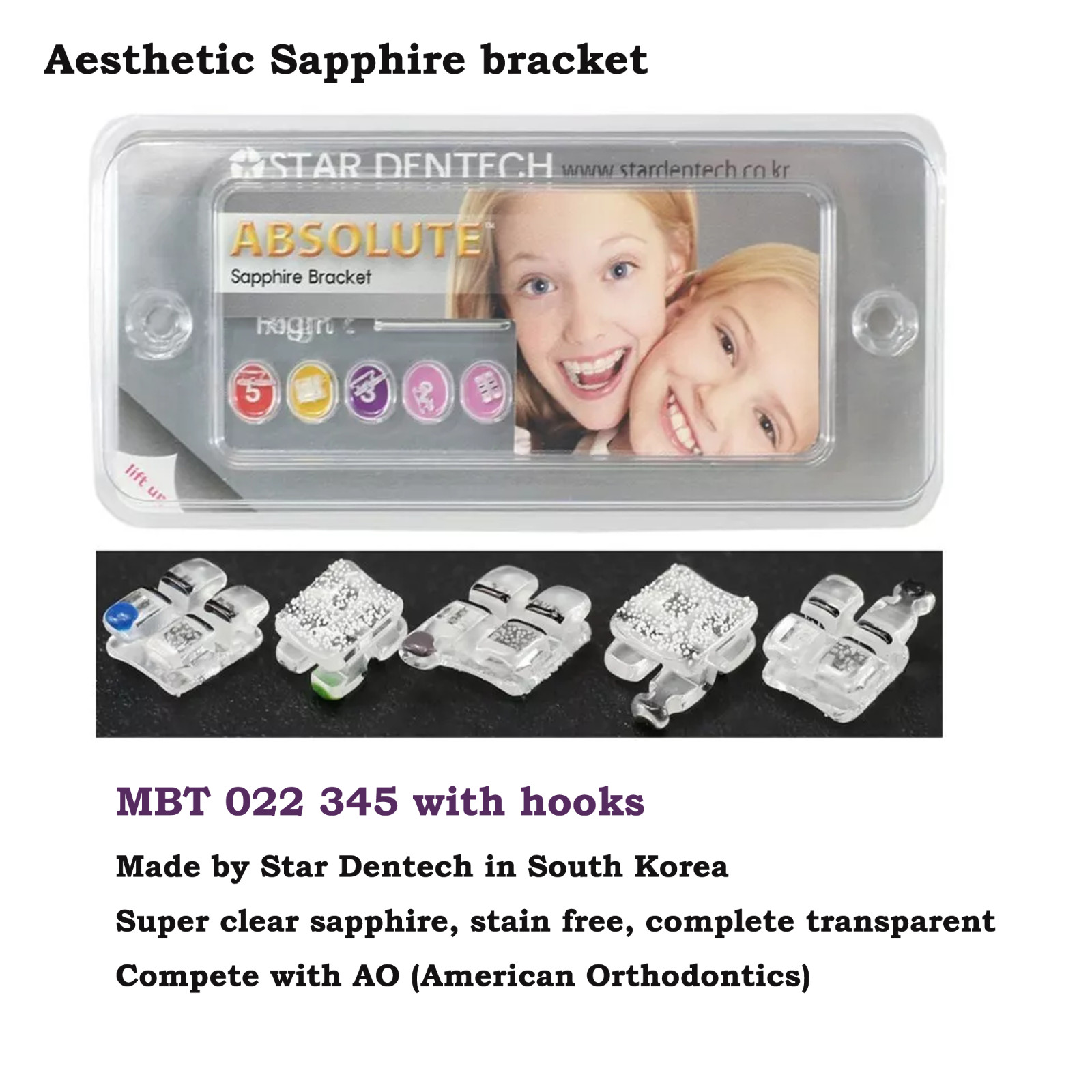 Dental Orthodontic Sapphire Bracket Monocrystalline Supper Clear Braces Roth MBT