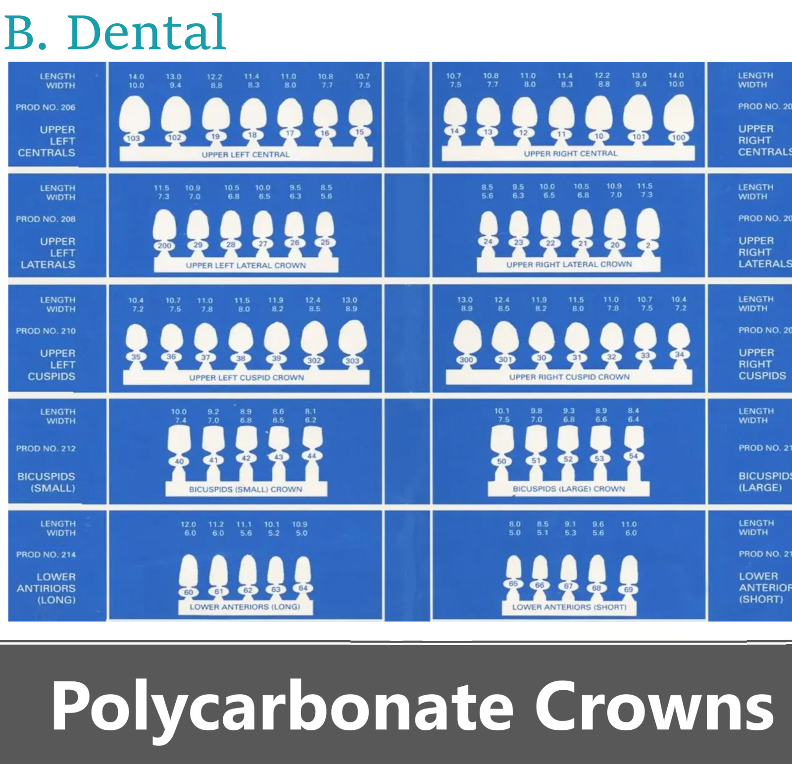 MARK3 Dental Temporary Polycarbonate Crowns All Sizes Swiss Made Box/5