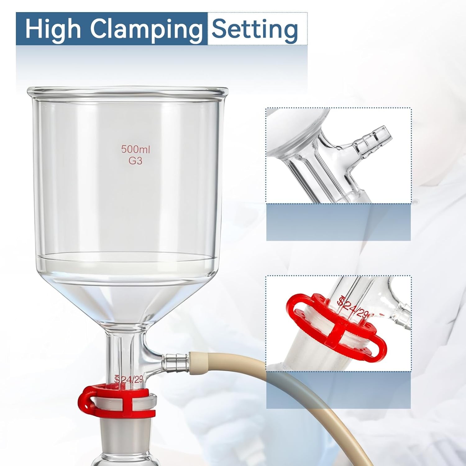500ml Funnel Filtering Lab Vacuum Filtration Kit 1000mL Flask Lab Vacuum Pump