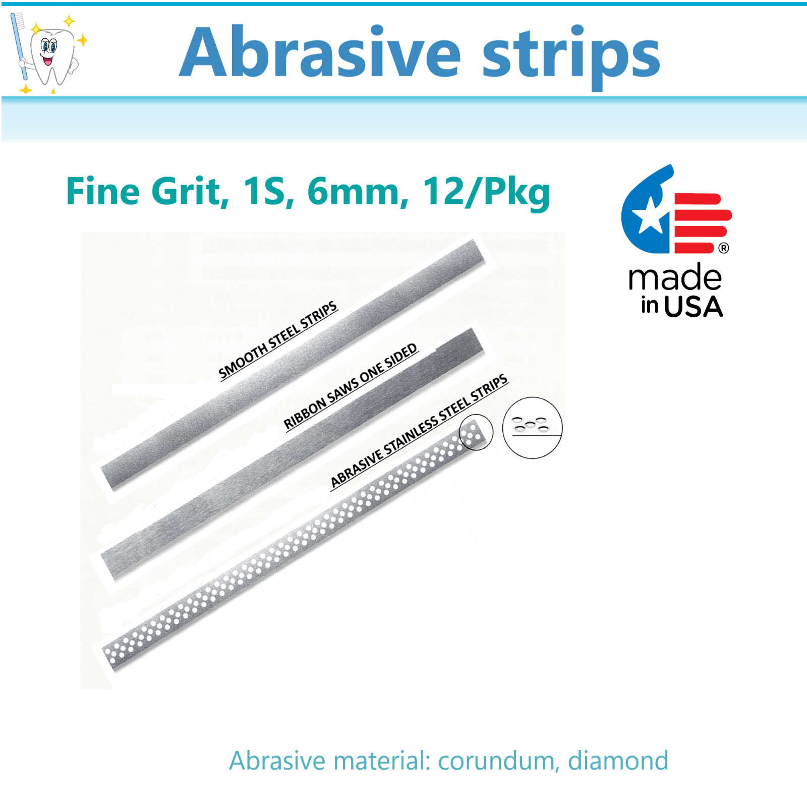 Dental Polishing Strips Single Side Diamond Sanding Surface with Hole & SawTeeth