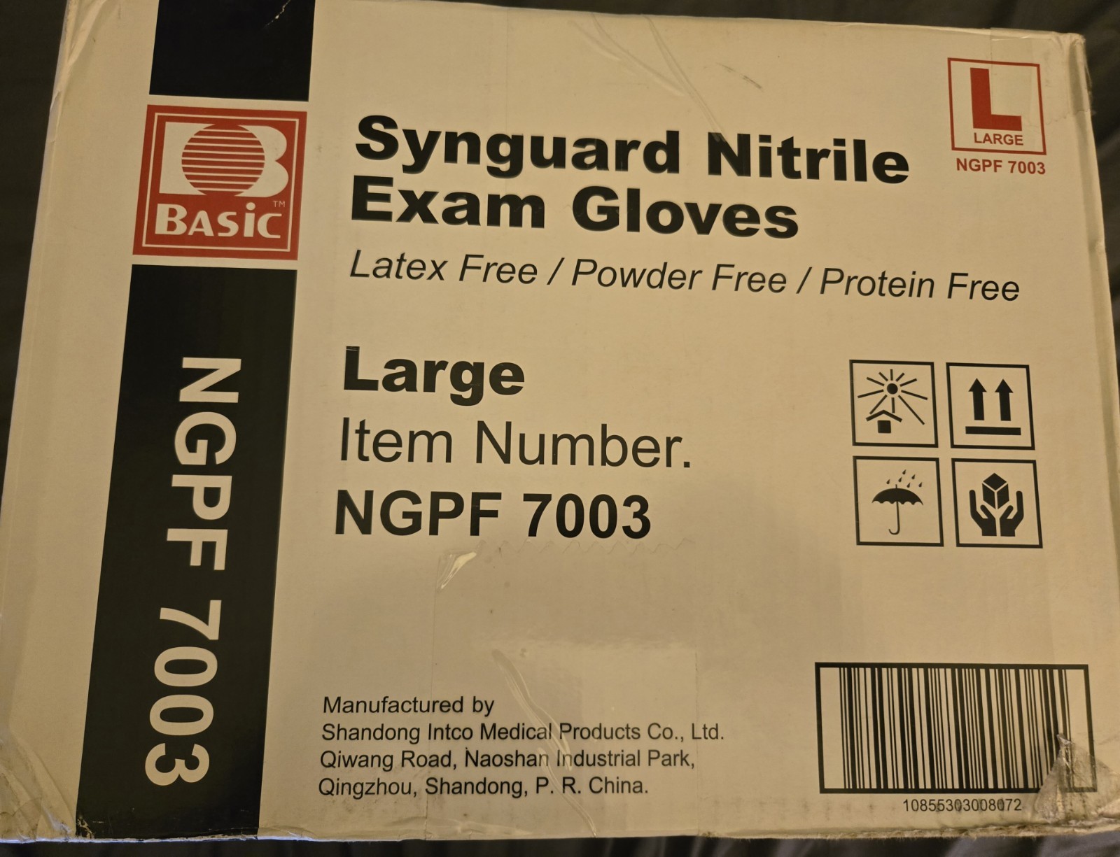 Synguard Nitrile Exam Gloves, 10 Boxes/Case, 100 Pieces/box, latex, Powder Free.