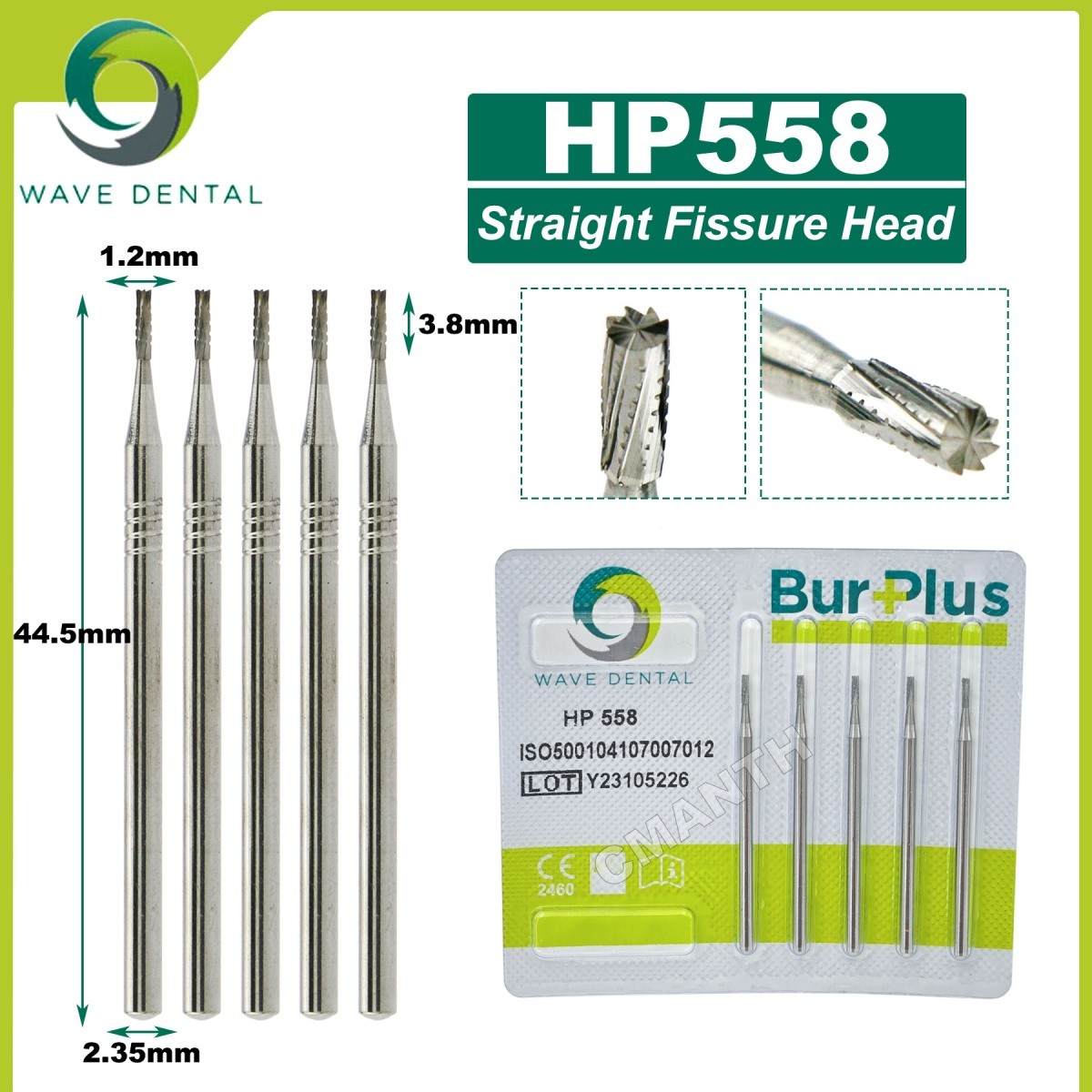 US WAVE Dental Tungsten Carbide Burs Dentistry Drills Dental Bur HP Dia 2.35mm
