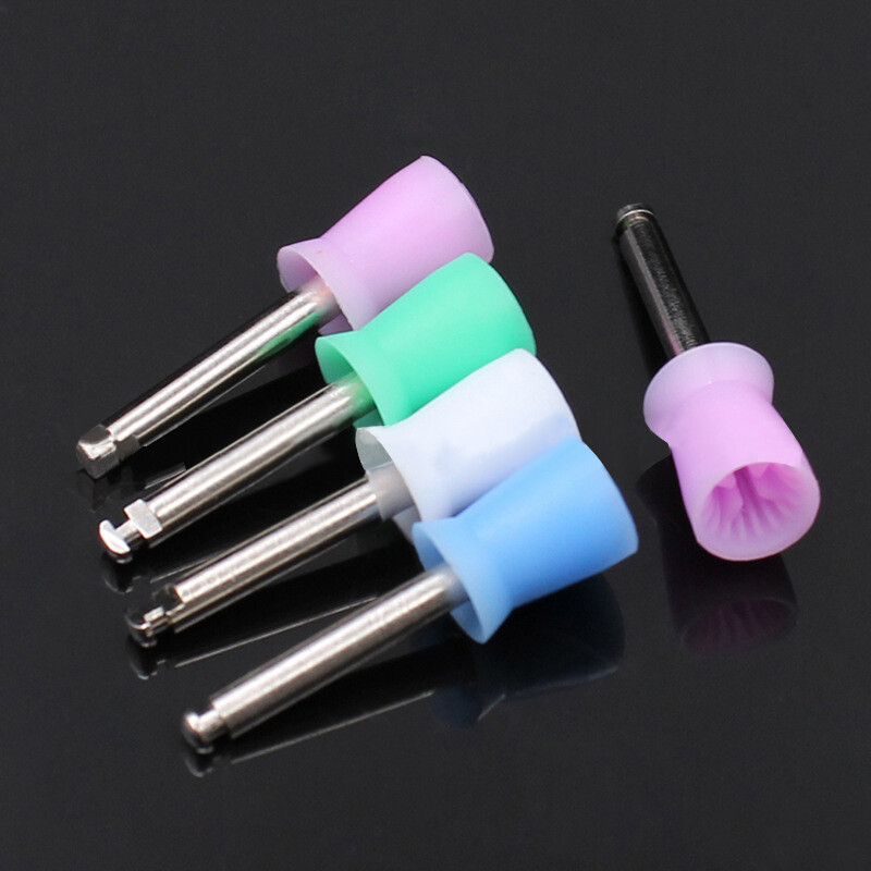 100pcs Dental Colorful Nylon Bowl Polishing Brushes Polisher Prophy Flat Type
