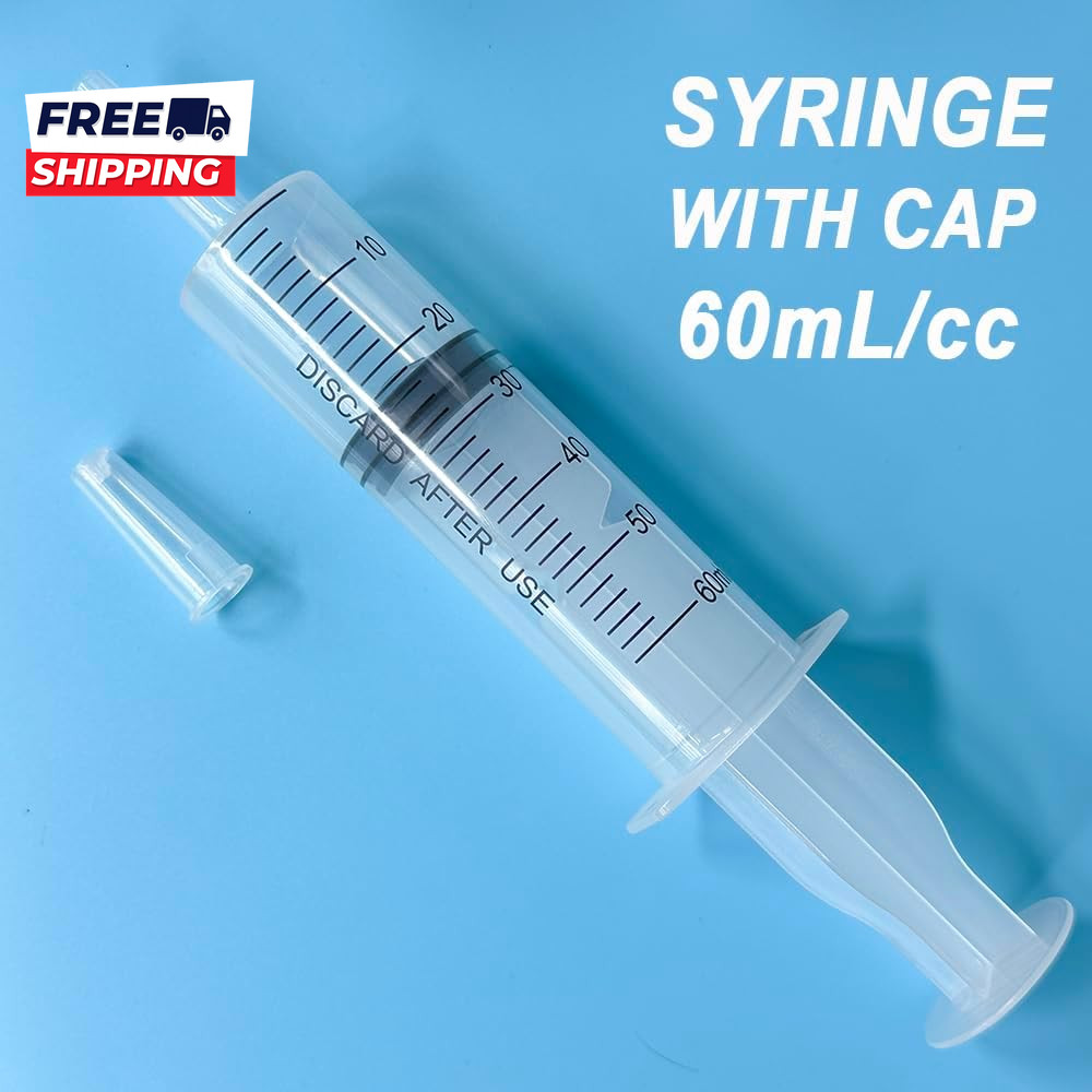 4 Pack 60Ml Large Syringe for Liquid with Tip Cap Plastic Liquid Syringes