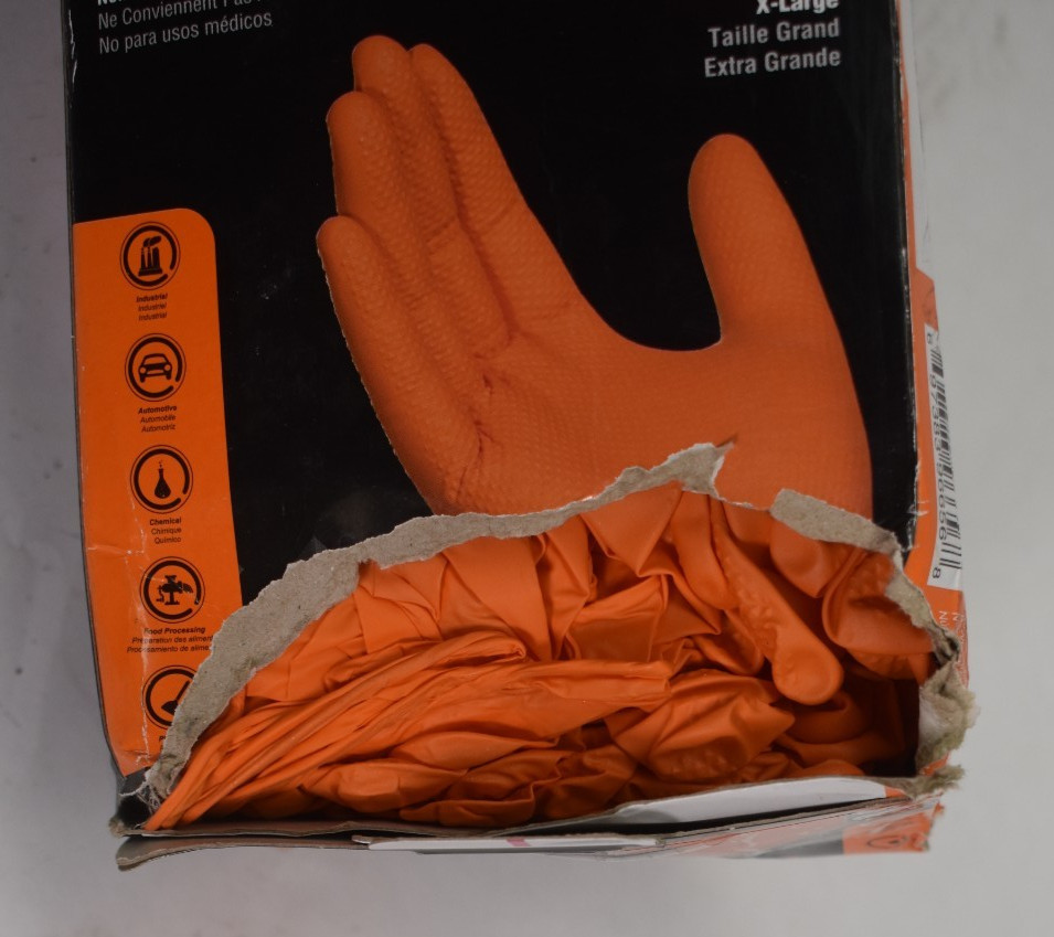 Gloveworks Thick Disposable Glove Orange Nitrile 8 Mil Diamond Texture XL 100 Pk