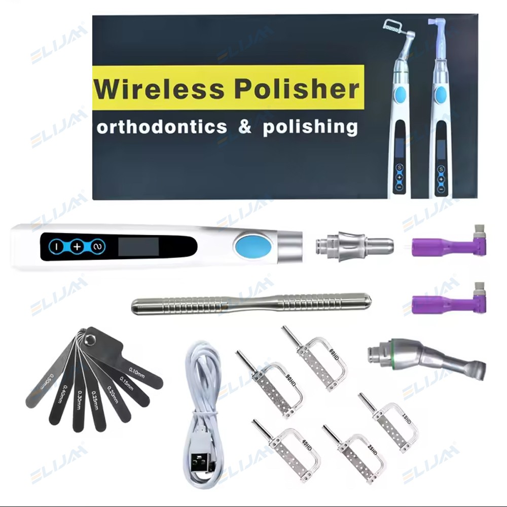 Dental Electric Wireless Polisher IPR System Ruler Prophy Angles Disc Handpiece