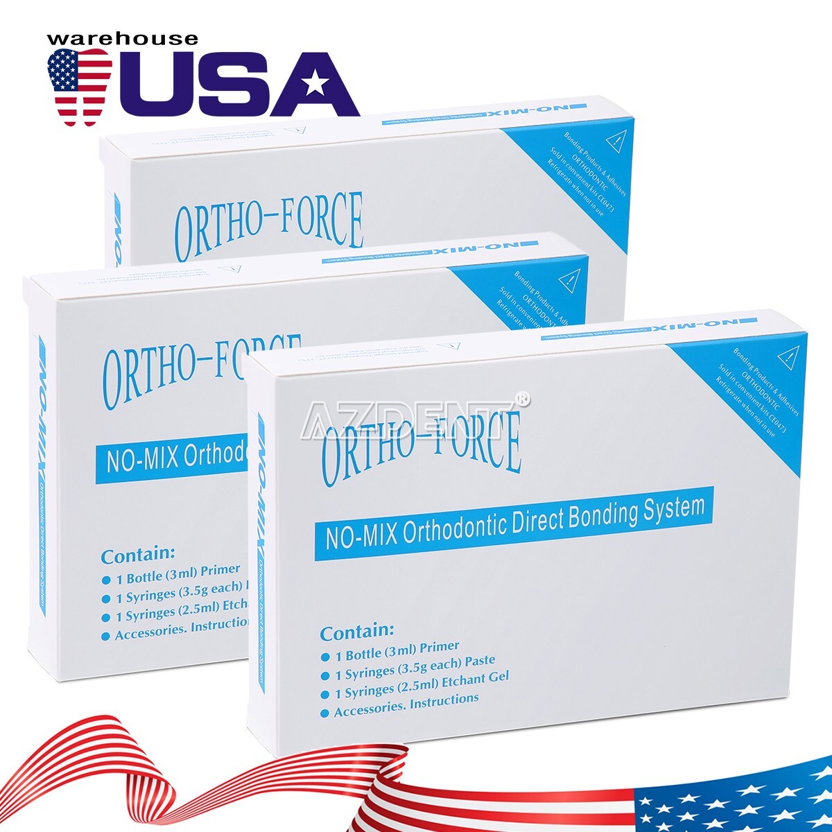 Dental Orthodontic Adhesive Light Cure Band Cement Shade Blue Glue Kit for Brace