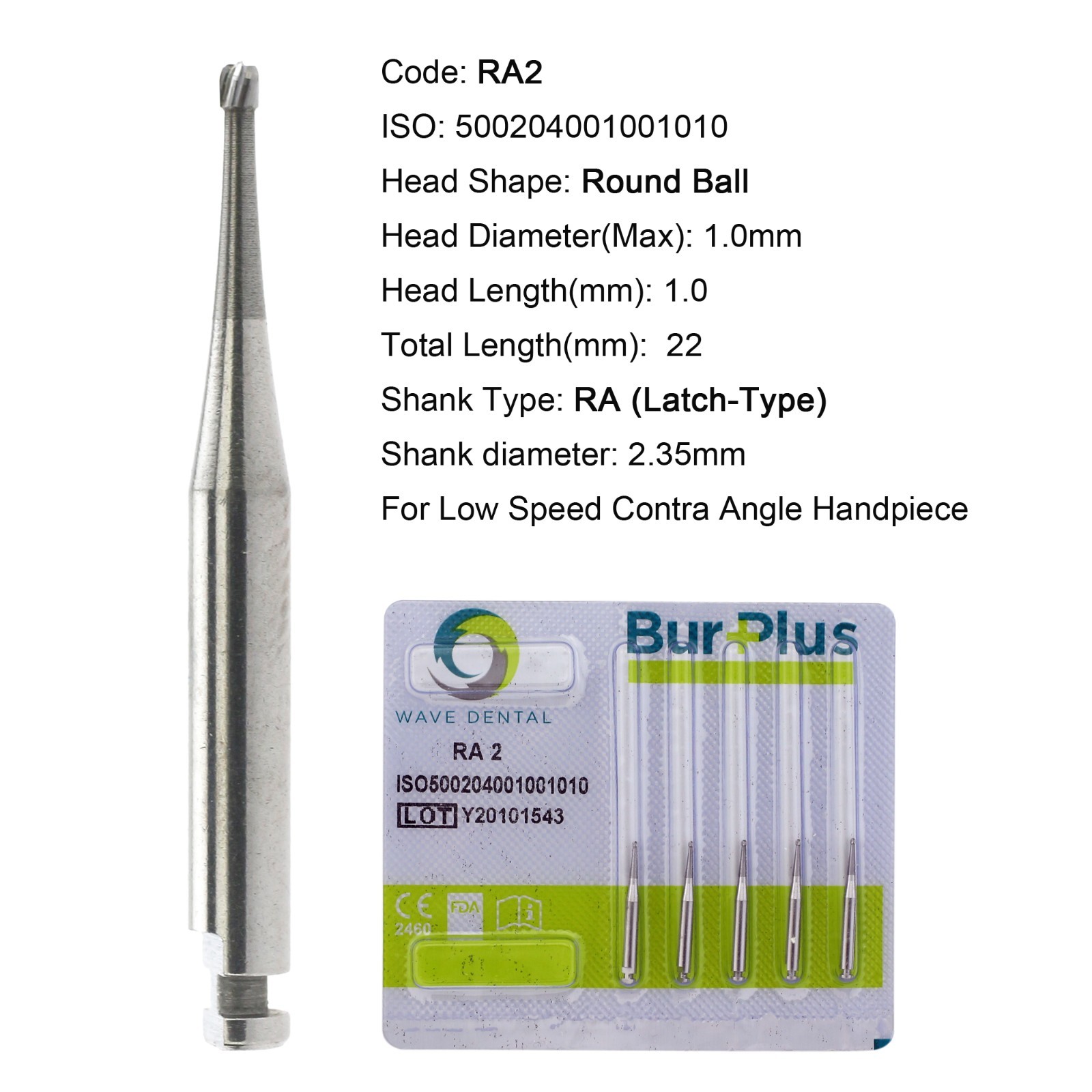 WAVE Dental Carbide Burs Latch Round Surgical 26mm RA SURG 22mm RA 4 2 5 6 8