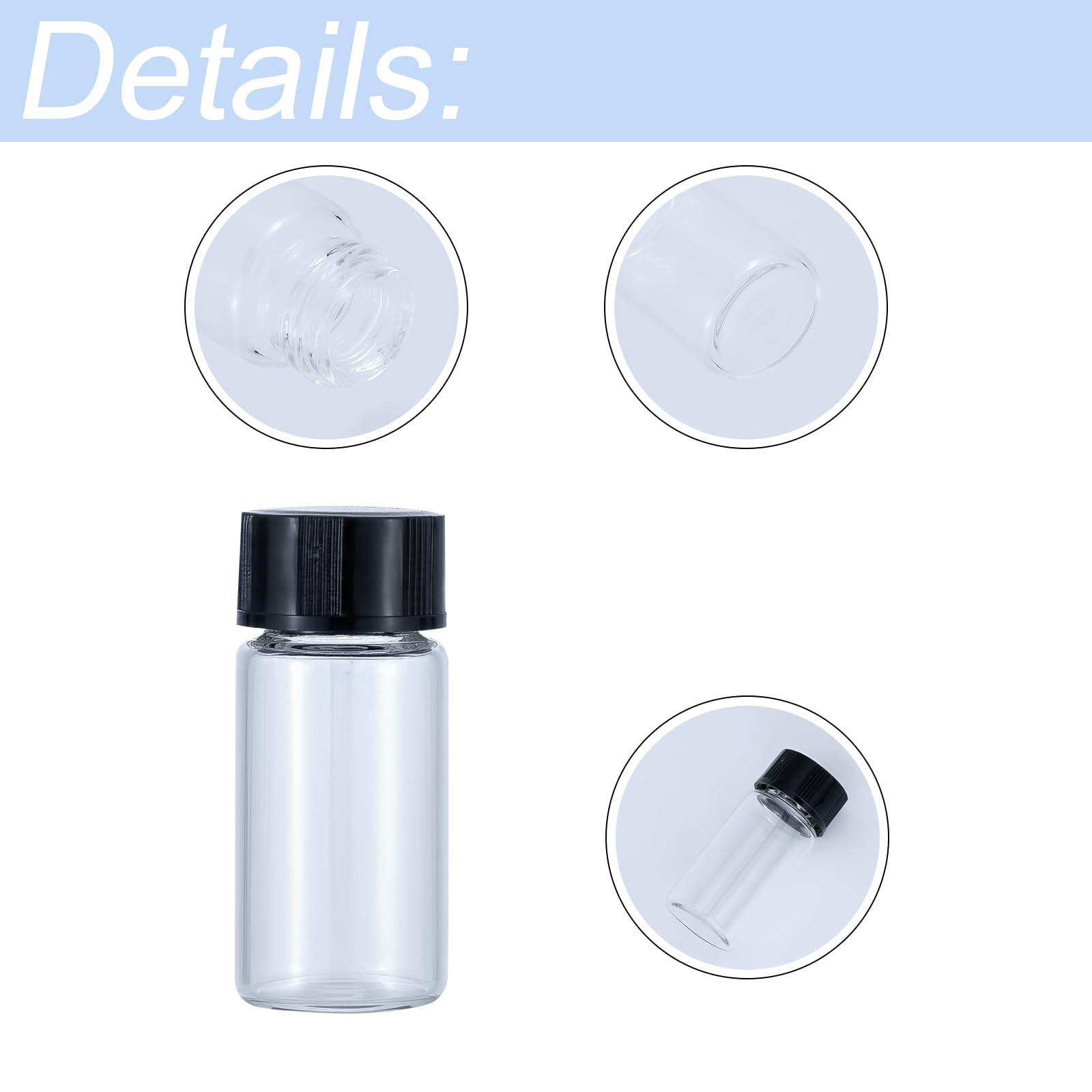 Newzoll 5mL(1/6 oz) Mini Clear Glass Vials with Plastic 5ml-10pcs, clear