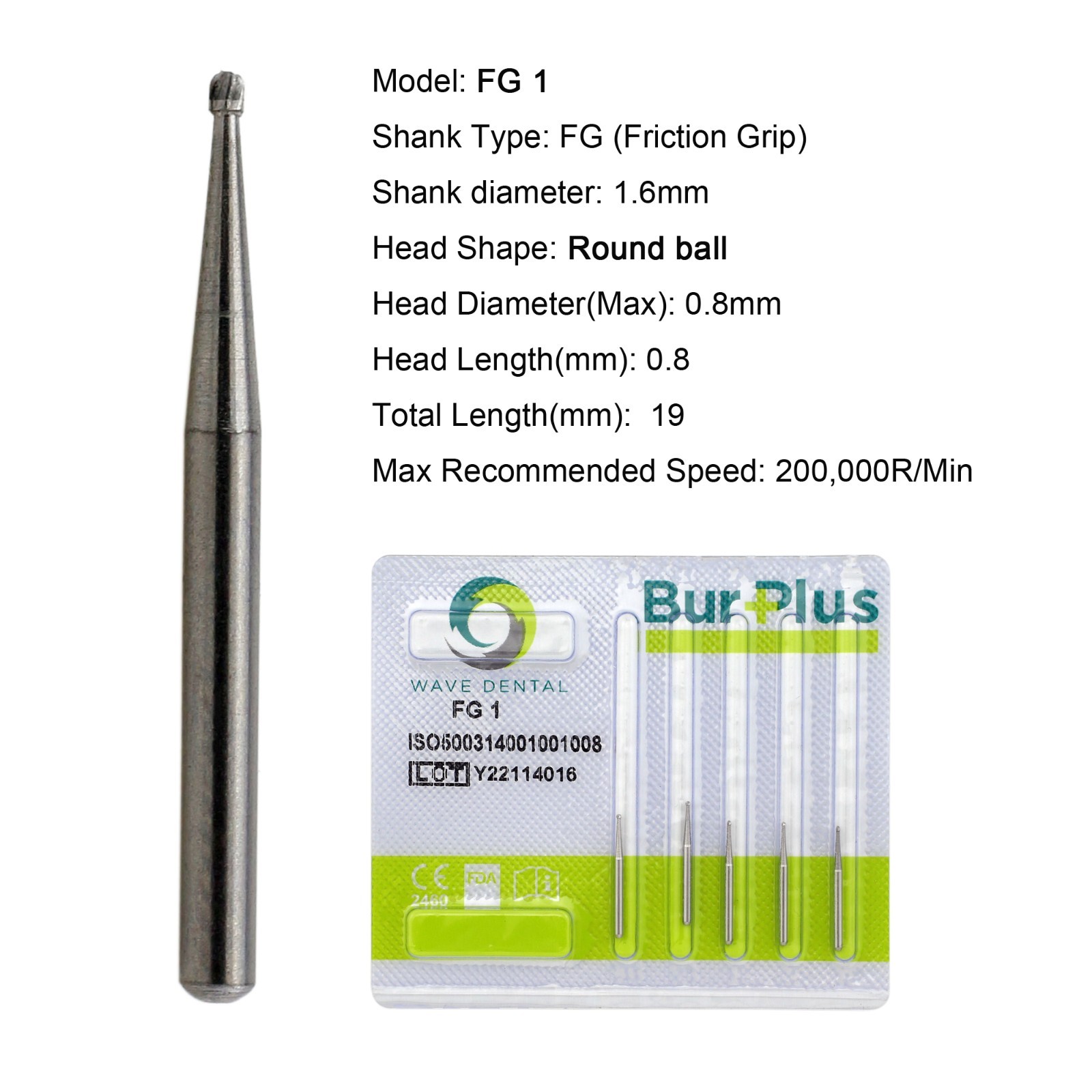 Wave Dental Carbide Burs FG 19mm High Speed Surgical 25mm FG SURG 330 557 702 6