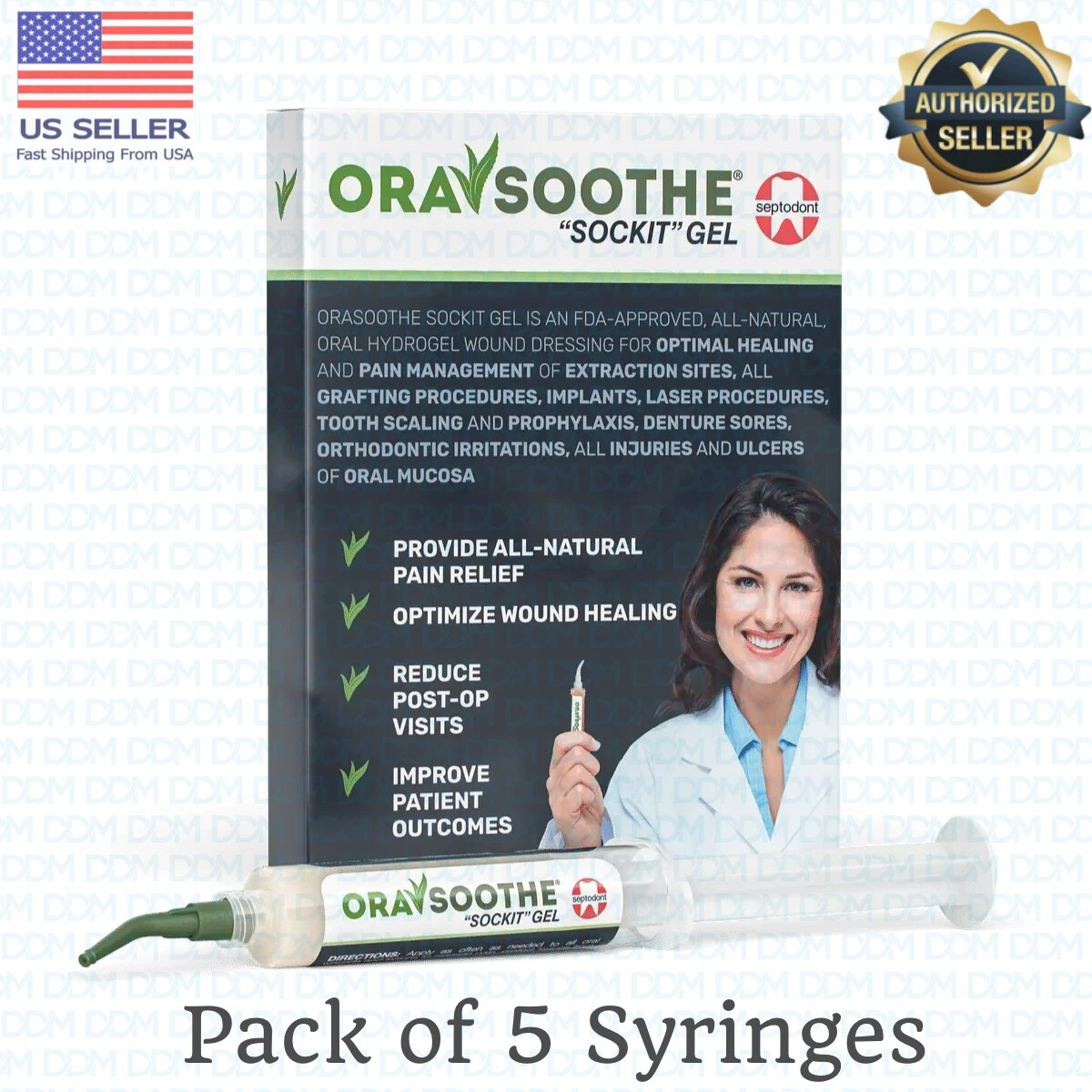 Septodont Orasoothe Sockit Dry Socket Oral Wound Dressing Hydrogel , 5x Syringes