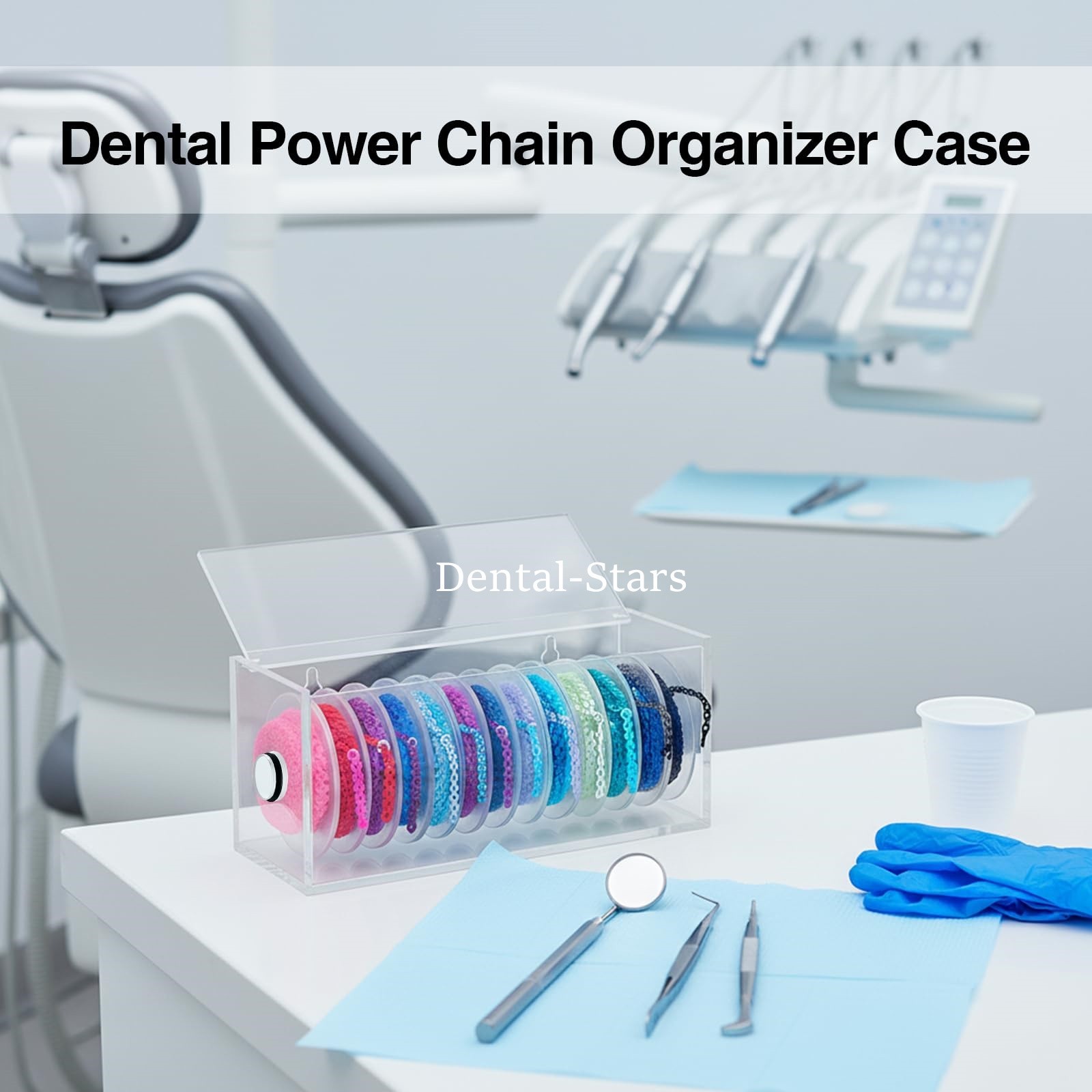 Dental Orthodontic Elastic Power Chain Dispenser Reel Organizer Box with Lid USA