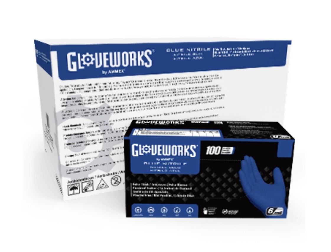 Gloveworks® Royal Blue Nitrile Gloves w/ Raised Diamond Texture (Case of 1000)