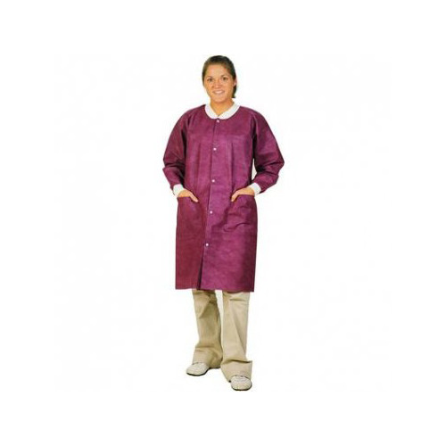 ValuMax 3660CYXS Extra-Safe Lab Coats Cranberry Extra Small 10/Pk