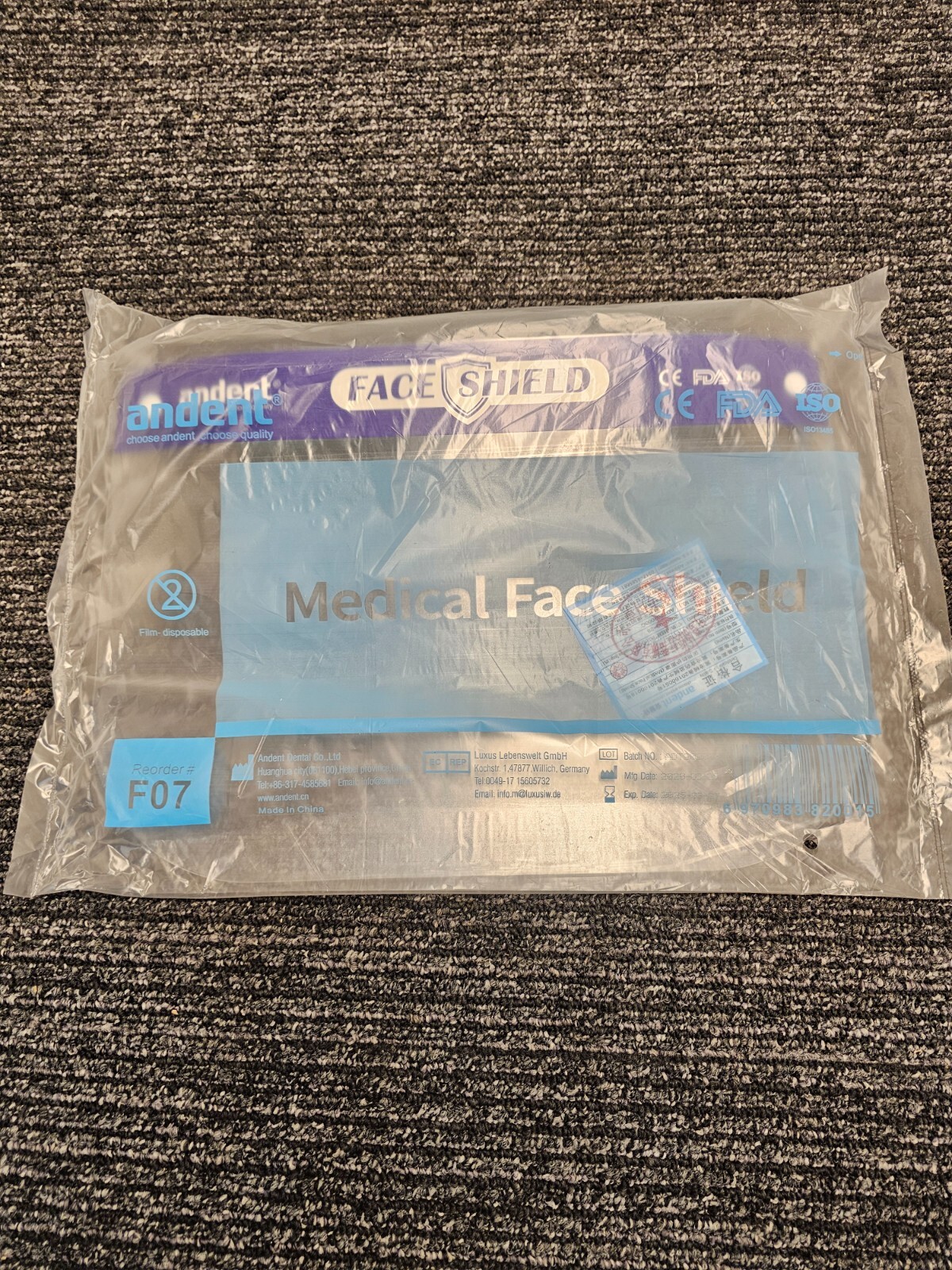 (QTY 10) Andent FACE SHIELD Medical Grade Protector – Clear