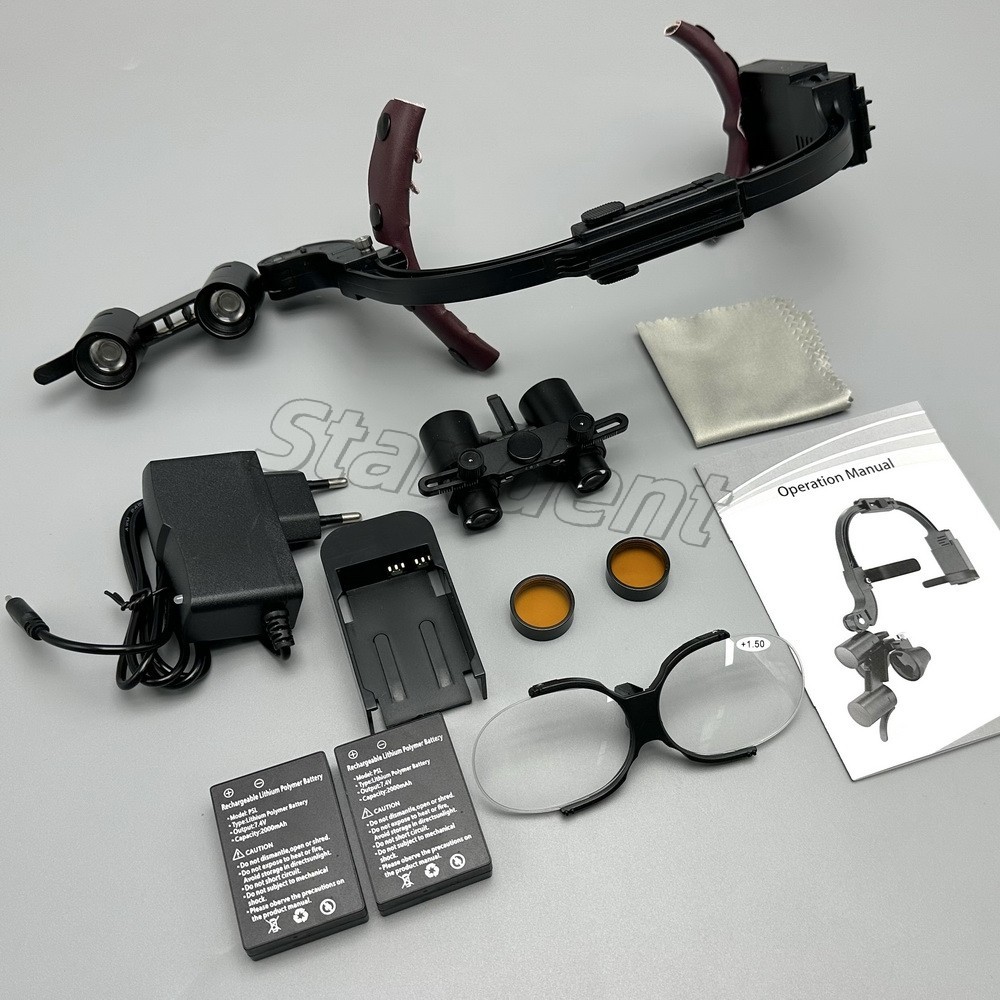 Dental 3.5X Surgical Binocular Loupes Headband Magnifier LED Headlight US/EU