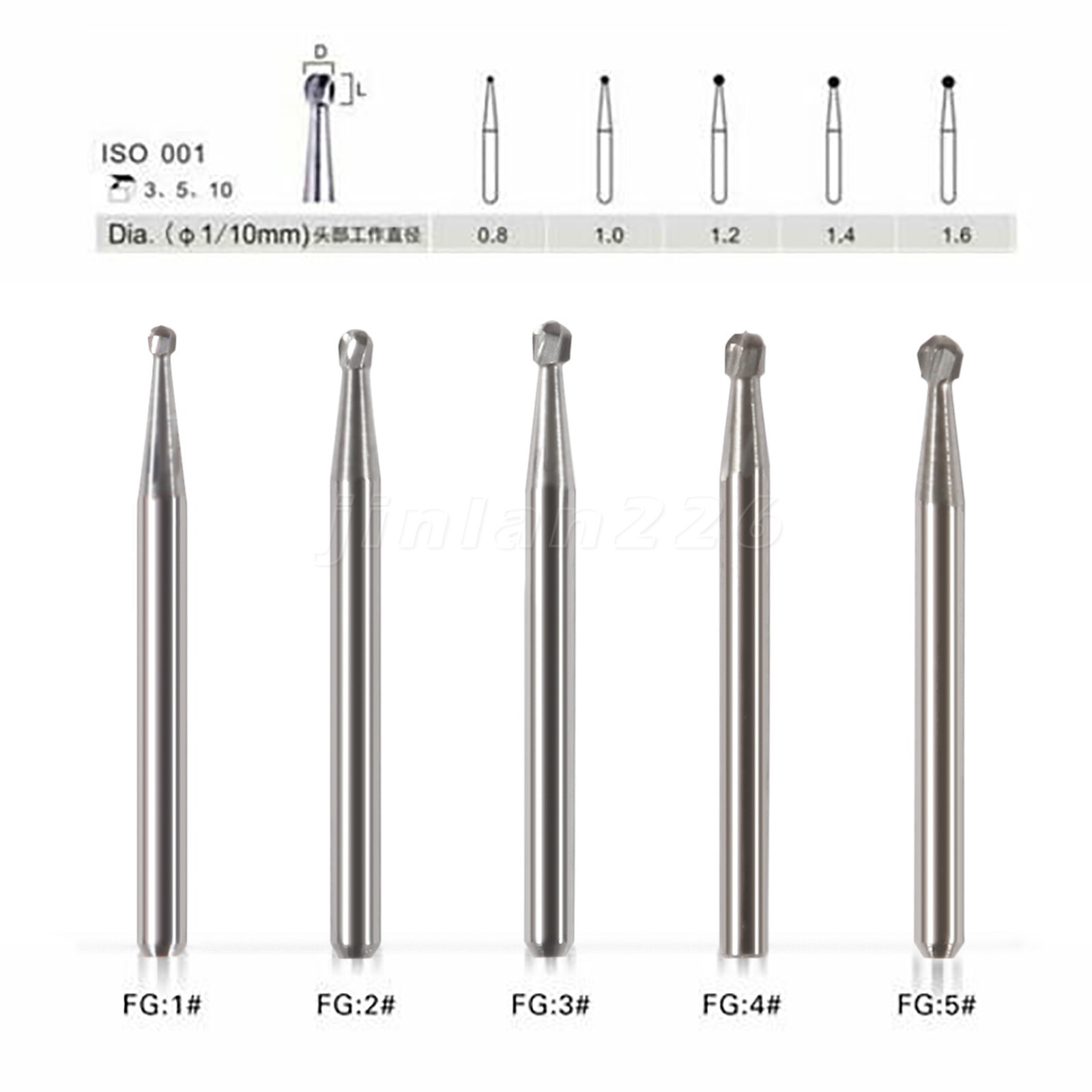 10pcs Dental Trimming Finishing Carbide Burs FG # Friction Grip Fit High Speed