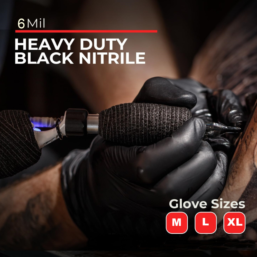 Advance Black Nitrile Exam Gloves IF63 Thick 6 Mil Black Gloves 100 PCS M/L/XL