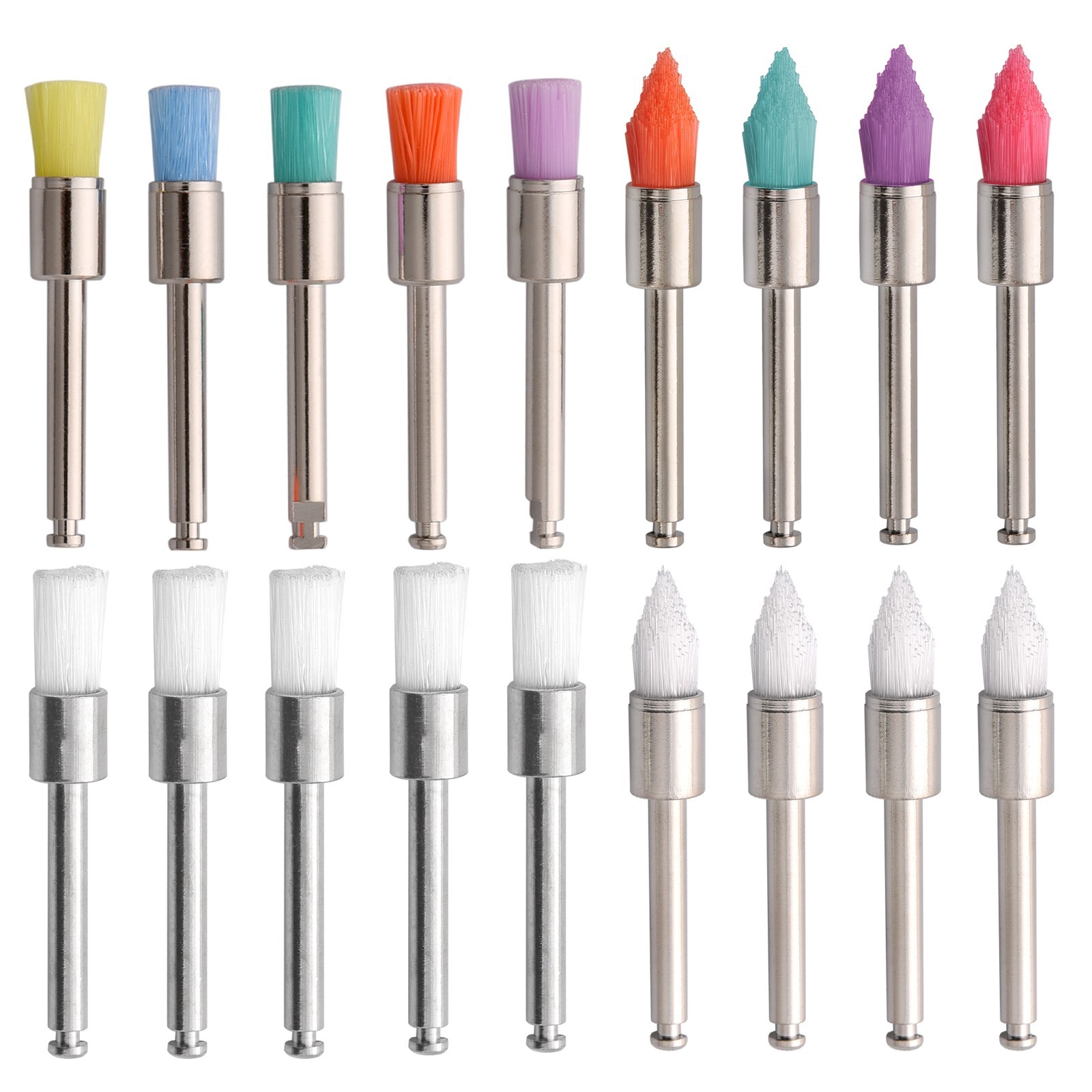 Dental White & Colorful Prophy Polishing Brush Nylon Flat Latch & Tapered Type