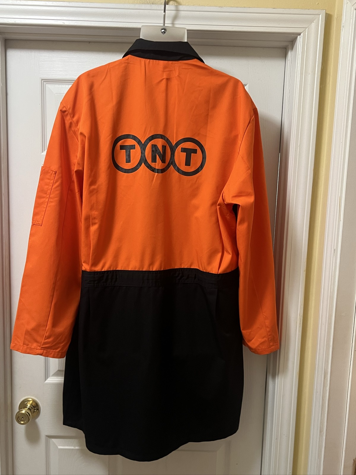 Unisex KLM/TNT Black Lab Coat Orange Sleeves Medical Mechanic Jacket XL