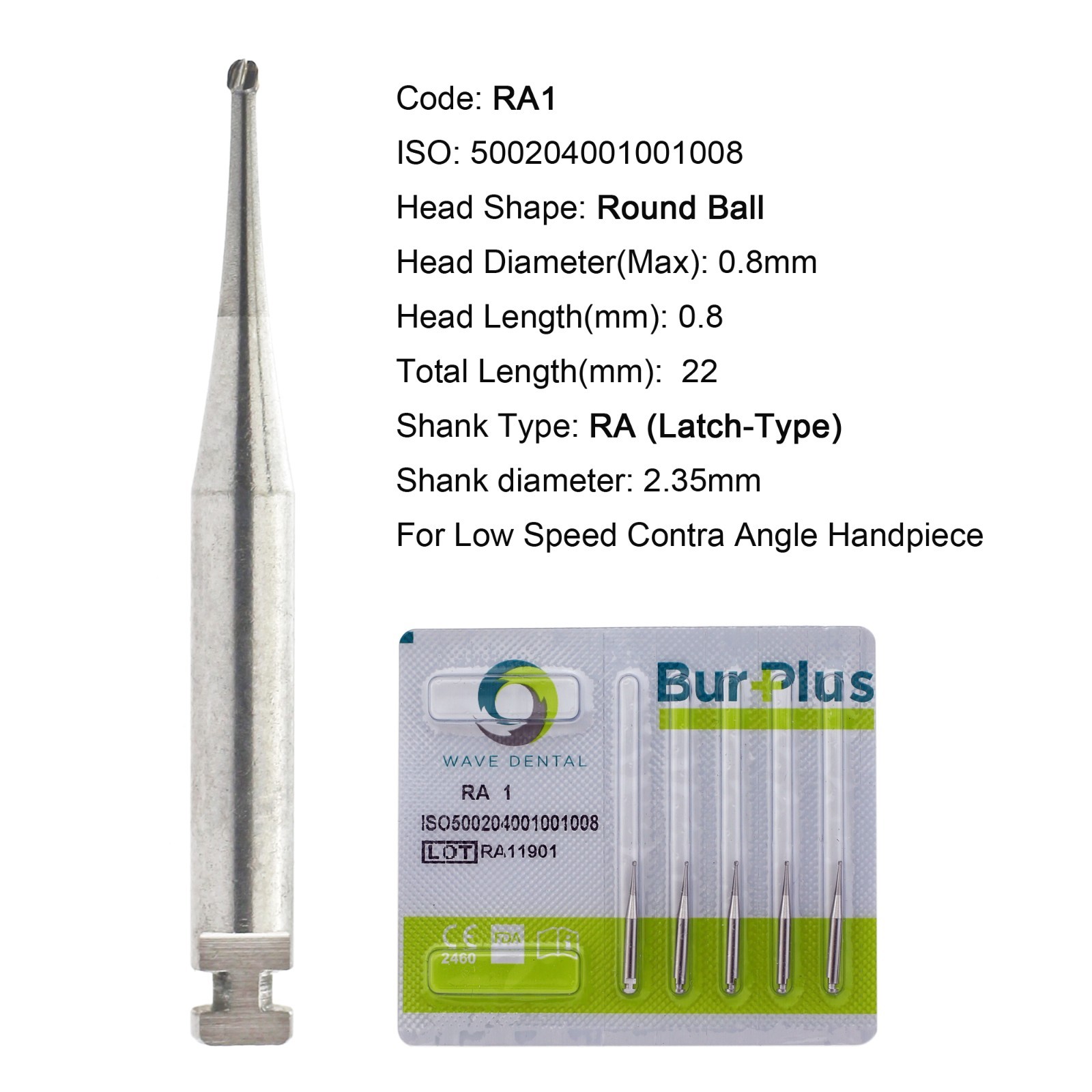 WAVE Dental Carbide Burs Latch Round Surgical 26mm RA SURG 22mm RA 4 2 5 6 8